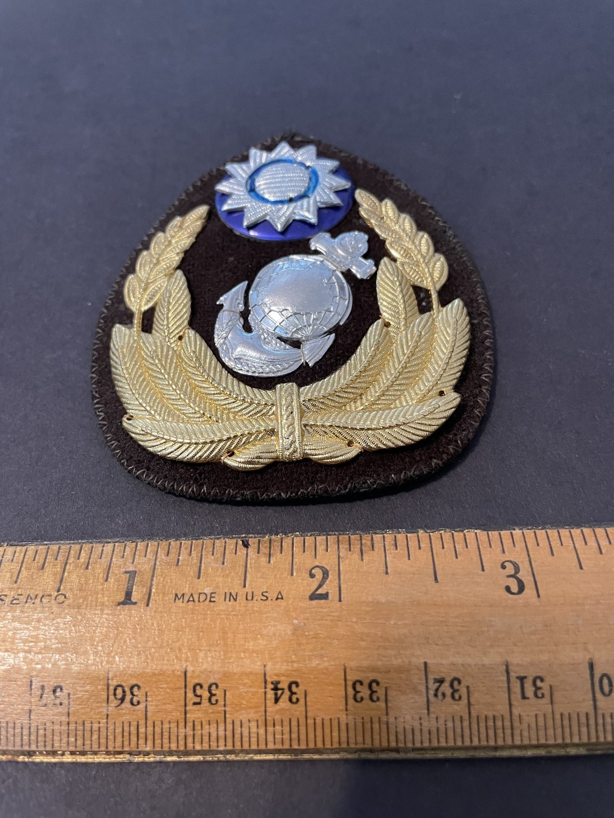 Republic of China Marine Corps Officer’s Cap Patch, C. 1960