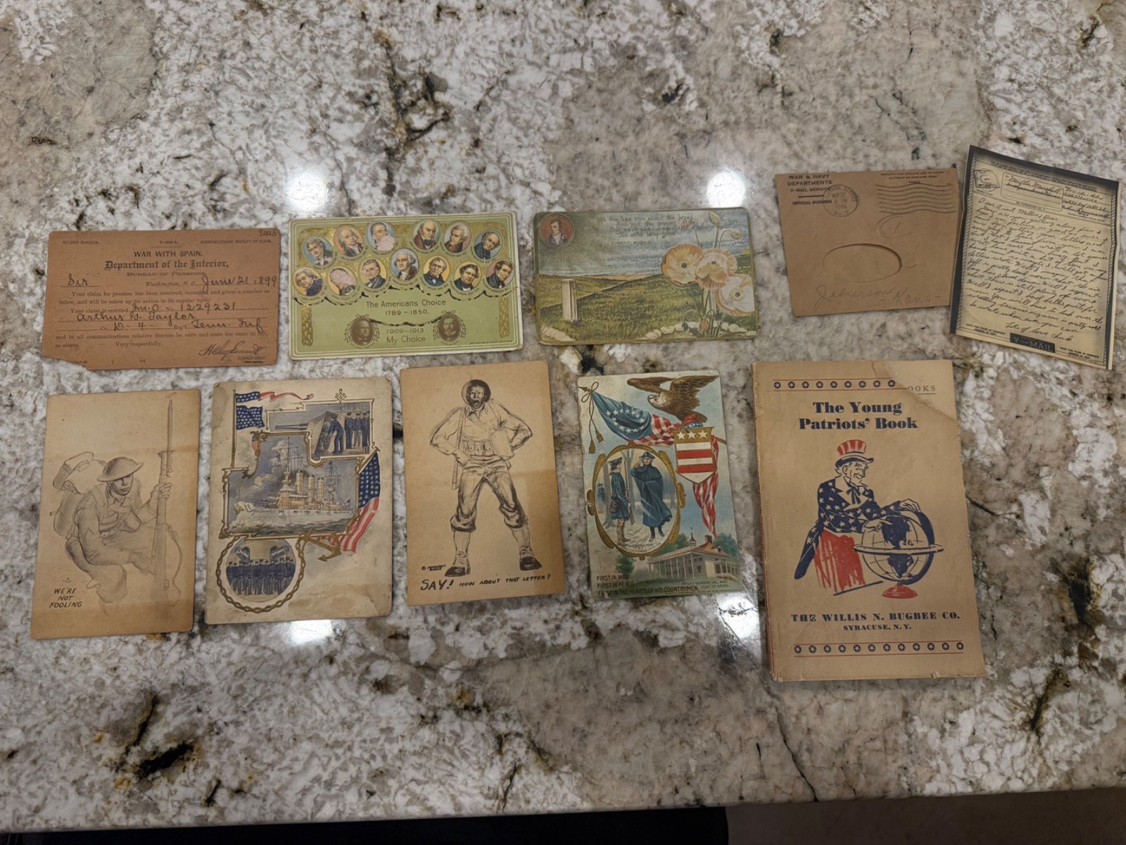 LOT of Early Military War Time Postcards Pictures Letters Department of Interior