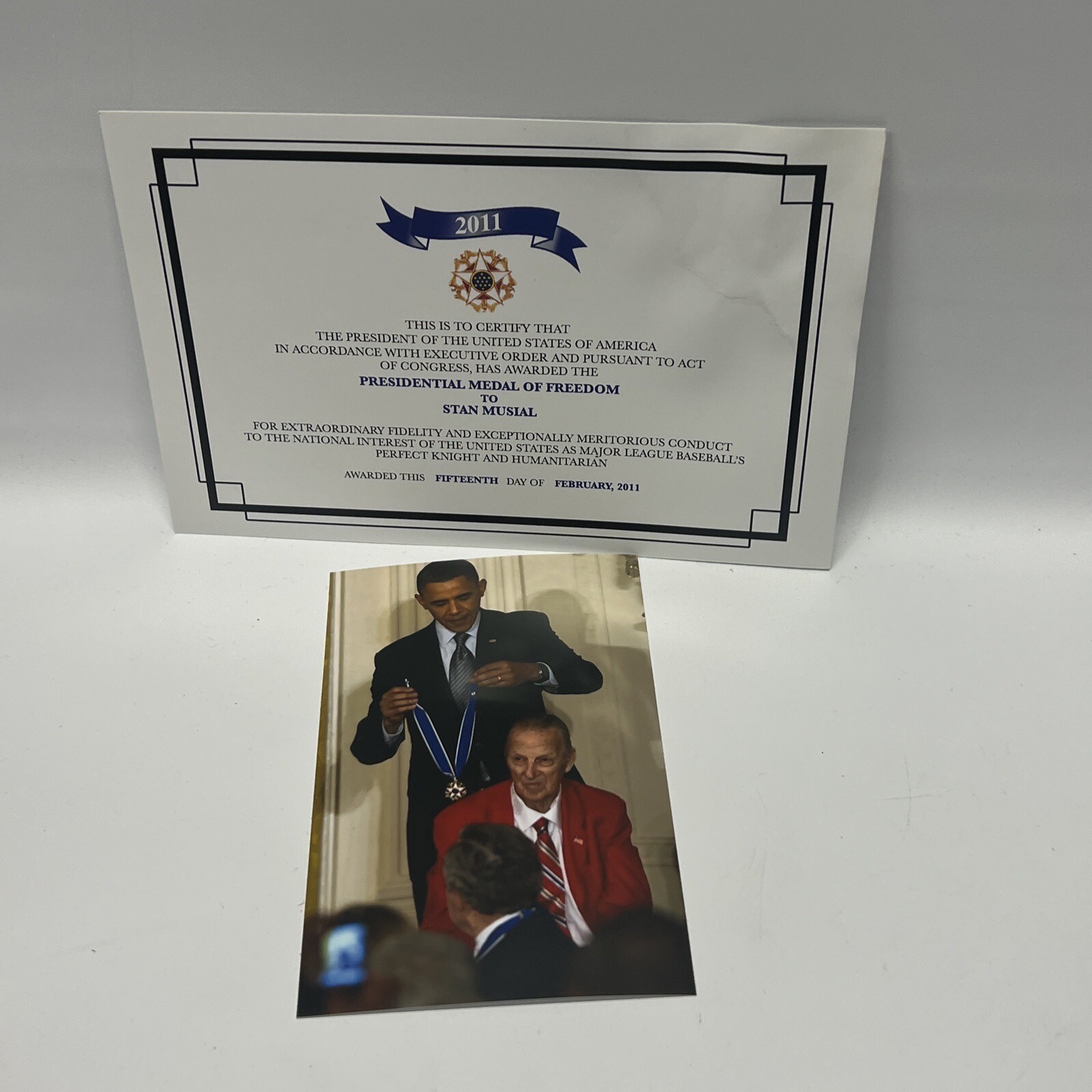 Stan Musial US Presidential Medal of Freedom Award Set W/ Certificate! Complete