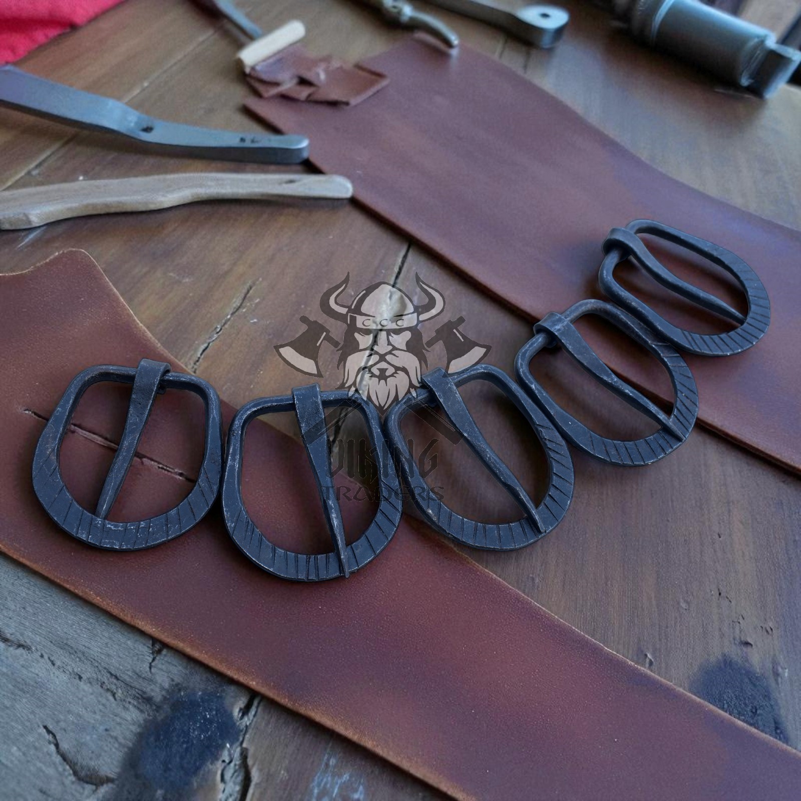 Hand Forged Medieval Iron Belt Buckles Set of 5 Rustic Blacksmith Handmade