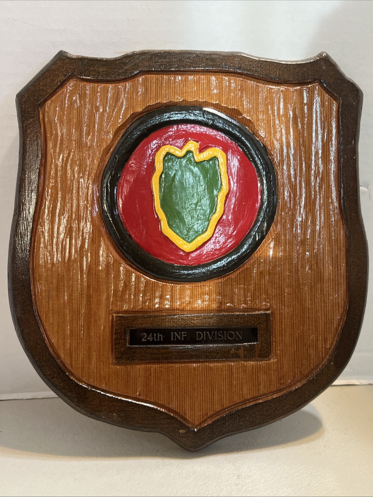 Handmade plaque of 24th Infantry Division by Korean War veteran. “RM”