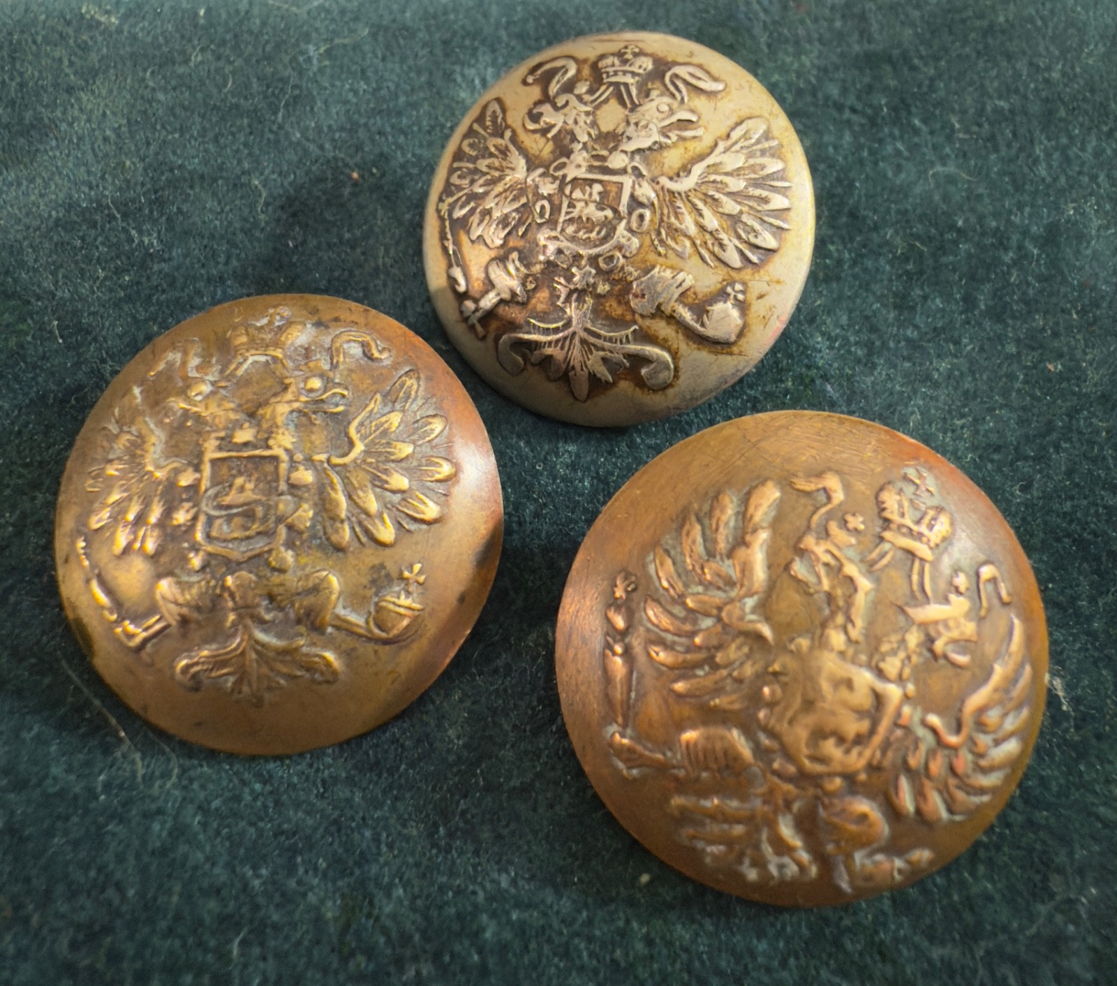 Imperial Russian Uniform Buttons Lot of 3 Pre‑1917 Tsarist Era Empire Russia