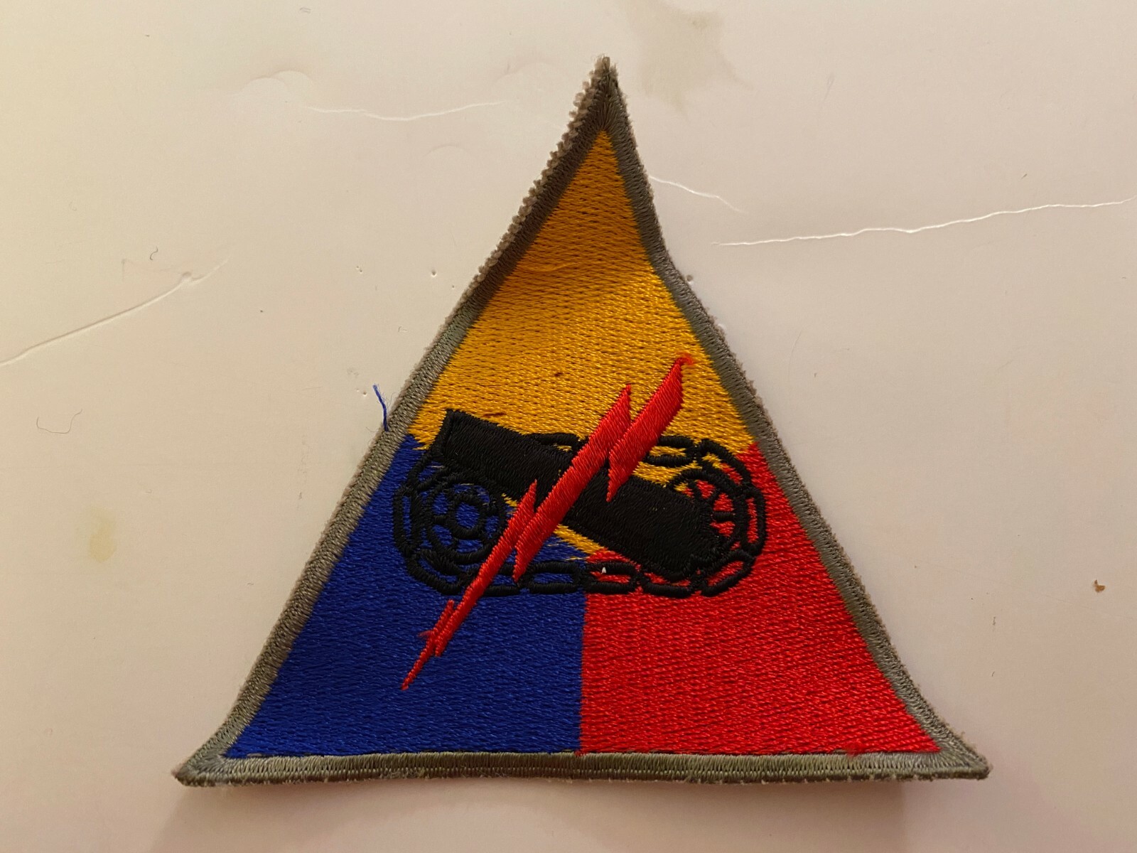 TT338 WW2 US Army Armored Tank Battalion Triangle Patch Un Numbered WB9