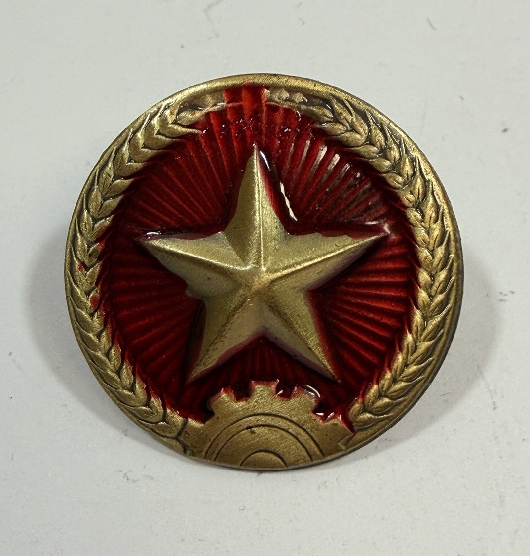 Vintage North Vietnam Army NVA Pith Helmet Badge Original Screw Back Post 1.25″