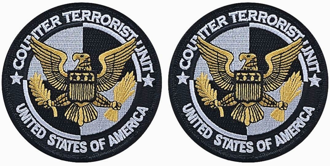COUNTER TERRORISM UNIT USA EMBROIDERED PATCH || 2PC HOOK BACKING 3.5″X3.5″