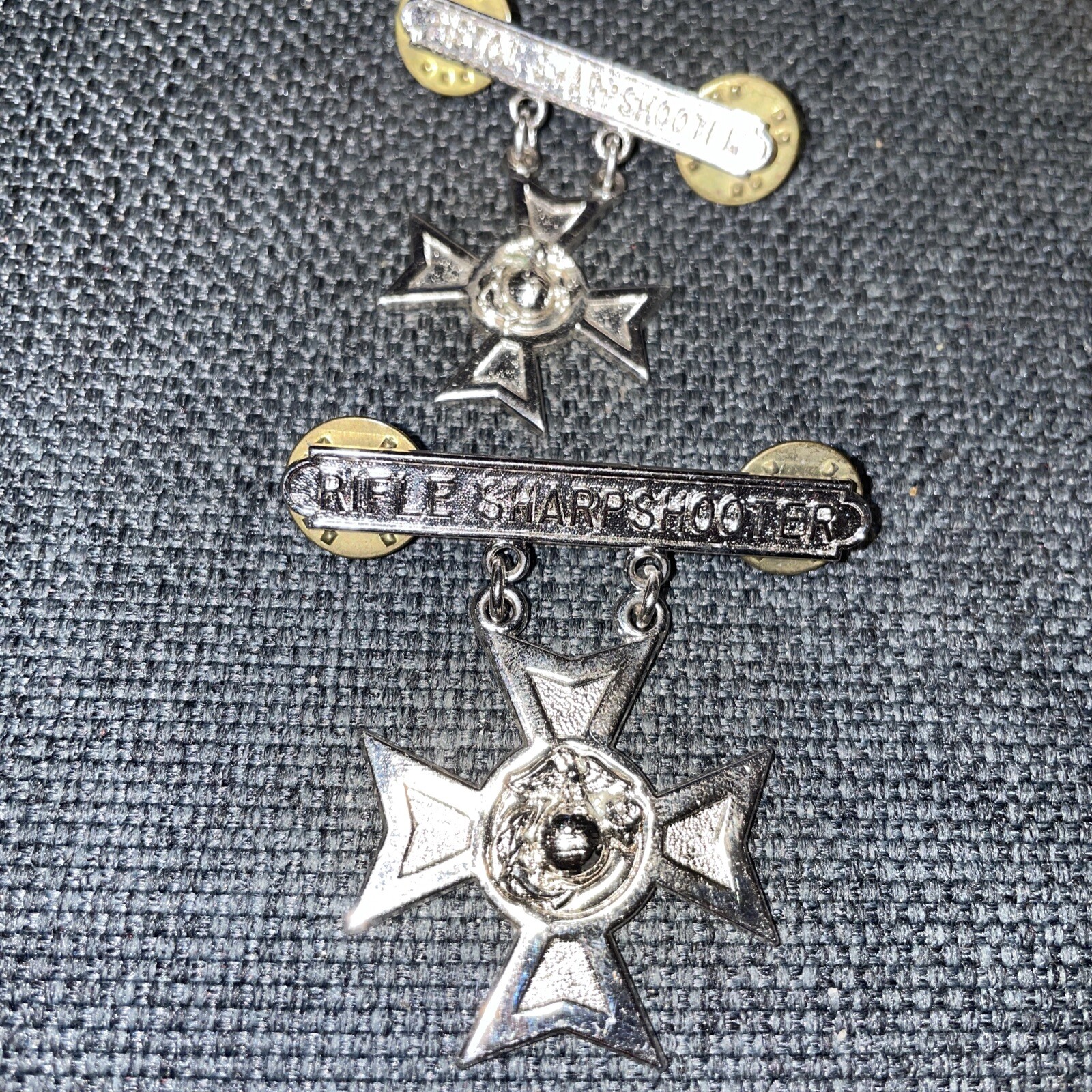 Sterling USMC Rifle And Pistol Sharpshooter Medals