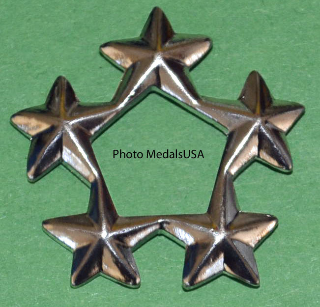 5 Star General Rank silver – collar, shirt, hat, ball cap insignia