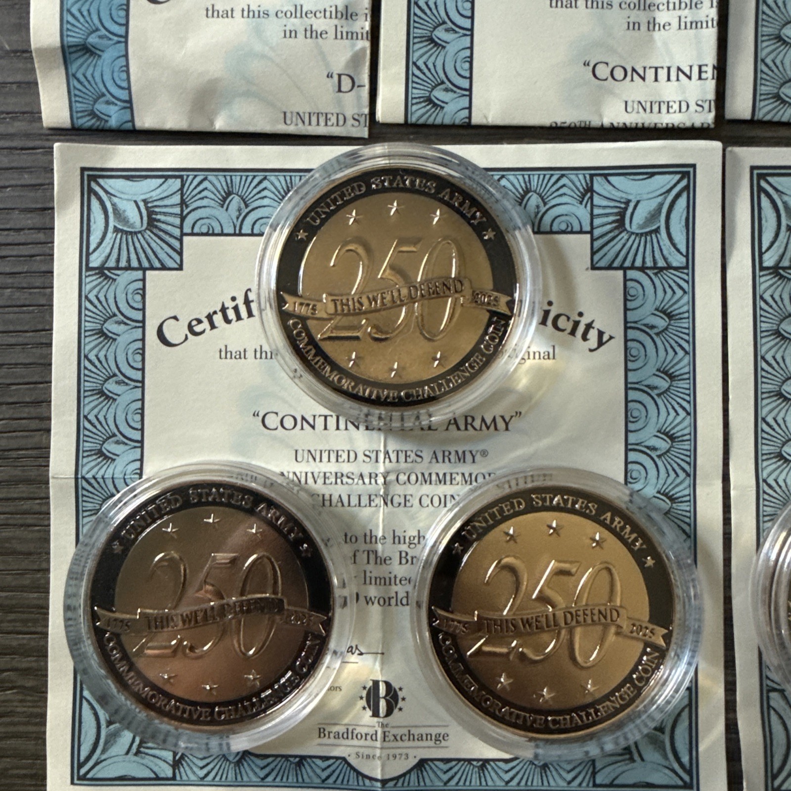 6 250th Anniversary US Army Challenge Coin Commemorative Limited Edition Of 5000