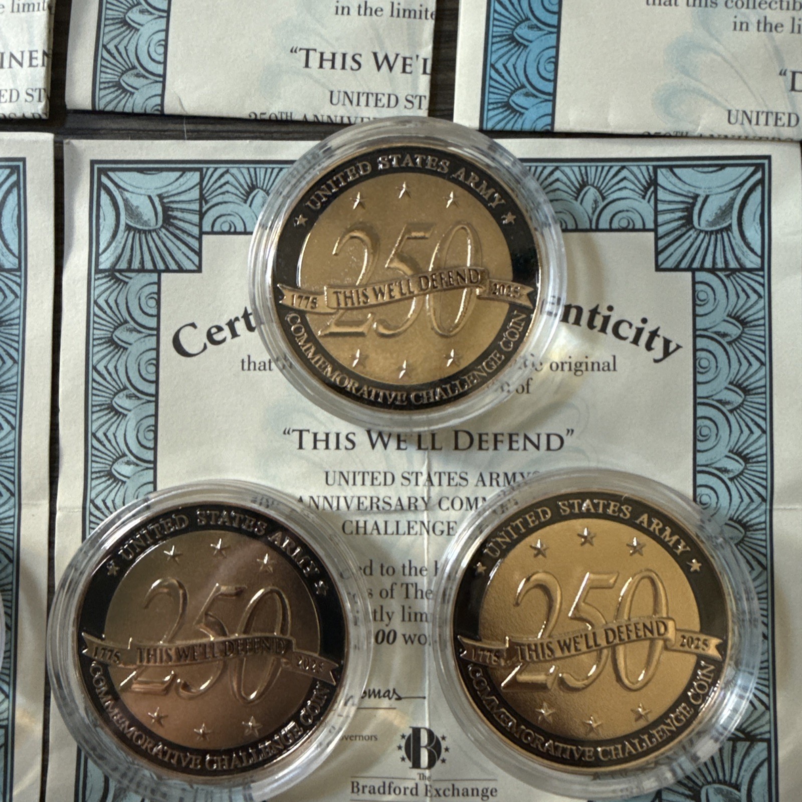 6 250th Anniversary US Army Challenge Coin Commemorative Limited Edition Of 5000
