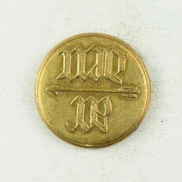 19th c. 1-Piece Crest Arrow Uniform Button 2 E4BT