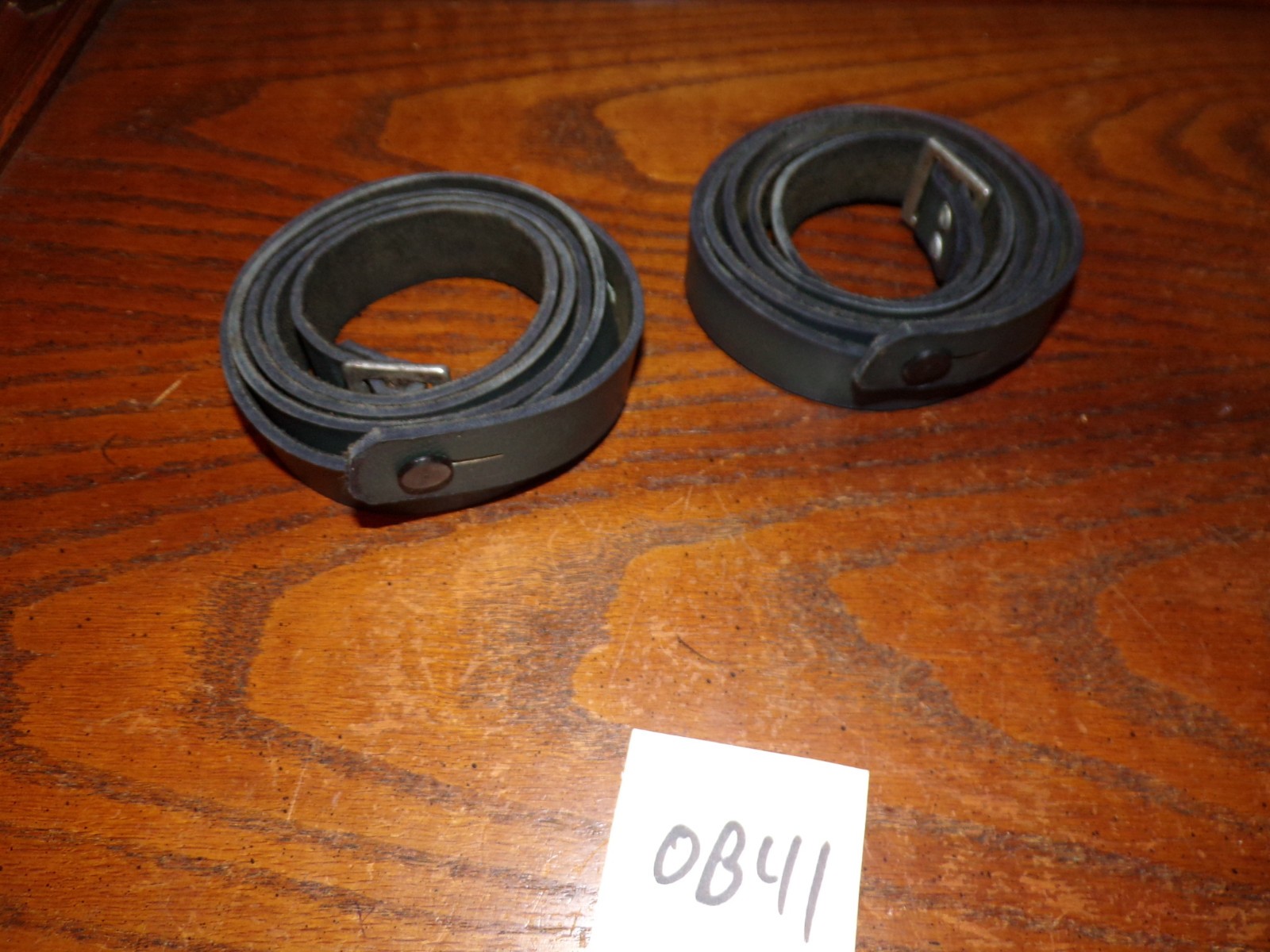 Lot of 2 Finnish M39 Mosin Nagant green leather rifle slings rectangle buckle