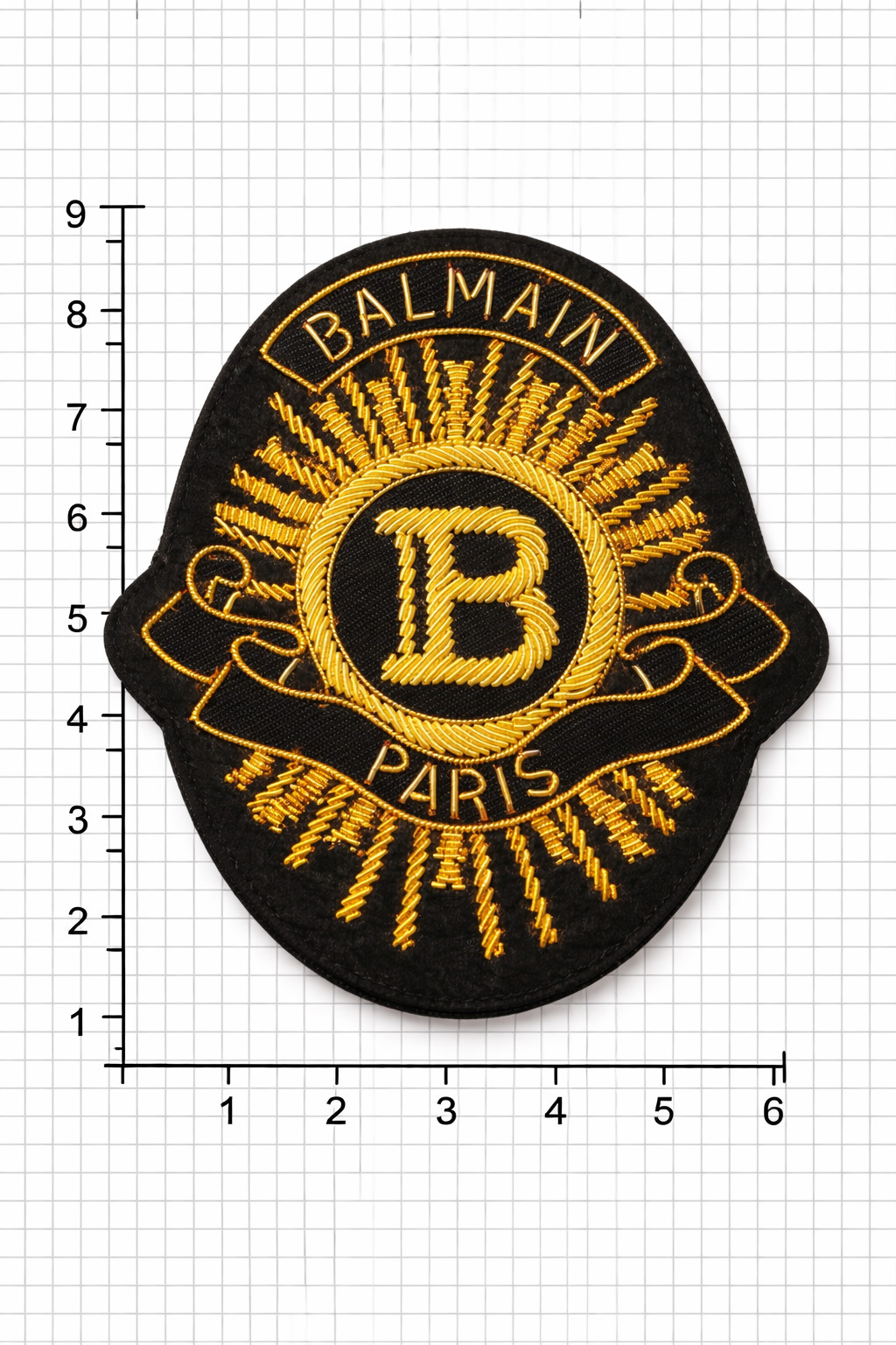 Balmain Hand Embroidered Bullion Wire Blazer Badge, crest, sew on, Pocket Size