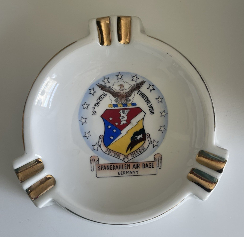 Spangdahelm Air Base Germany 49th Tactical Fighter Wing Ceramic Ashtray USAF