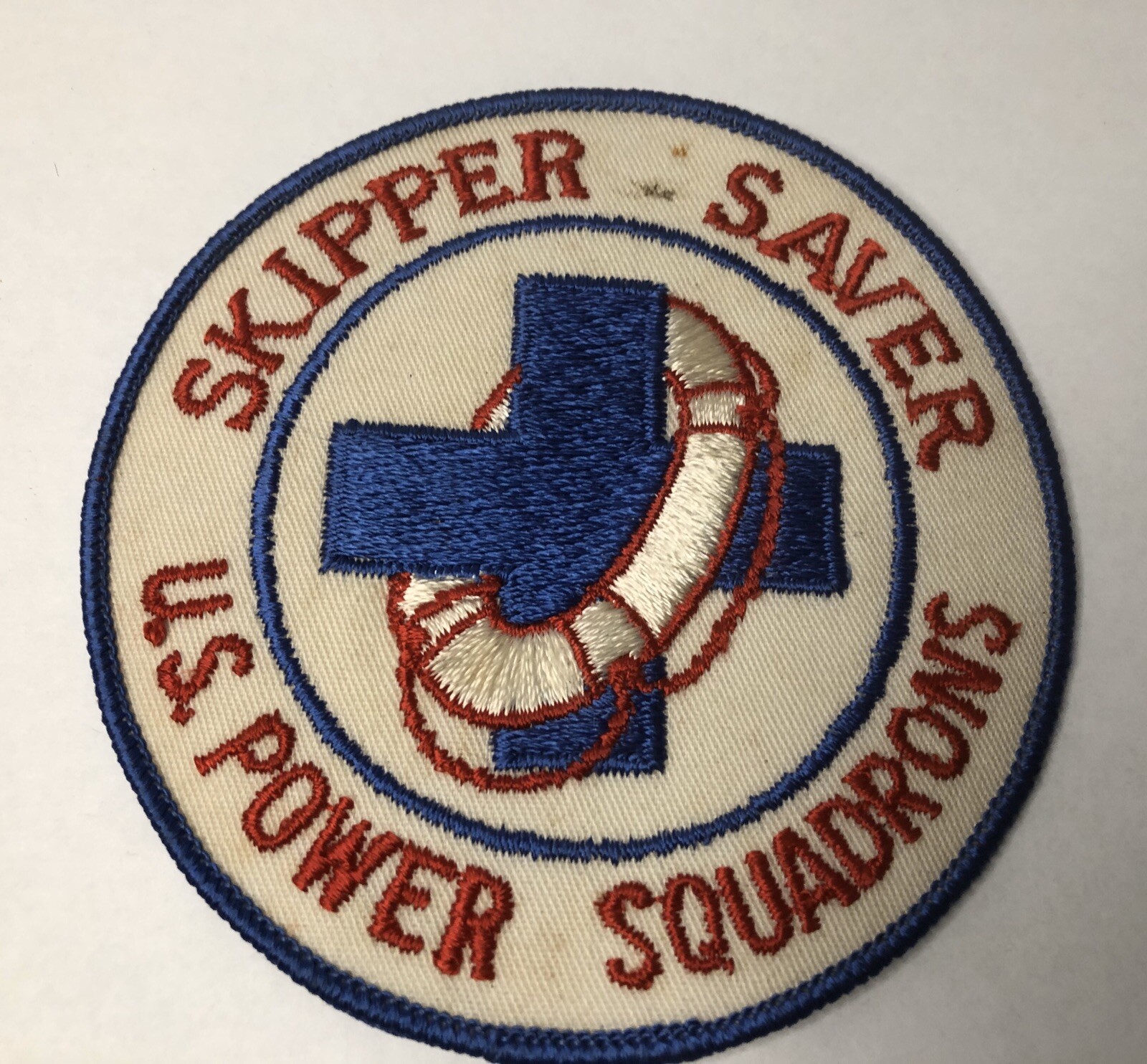 VINTAGE SKIPPER SAVER US POWER SQUADRONS PATCH SEW ON UNIFORM RESCUE ADVERTISING