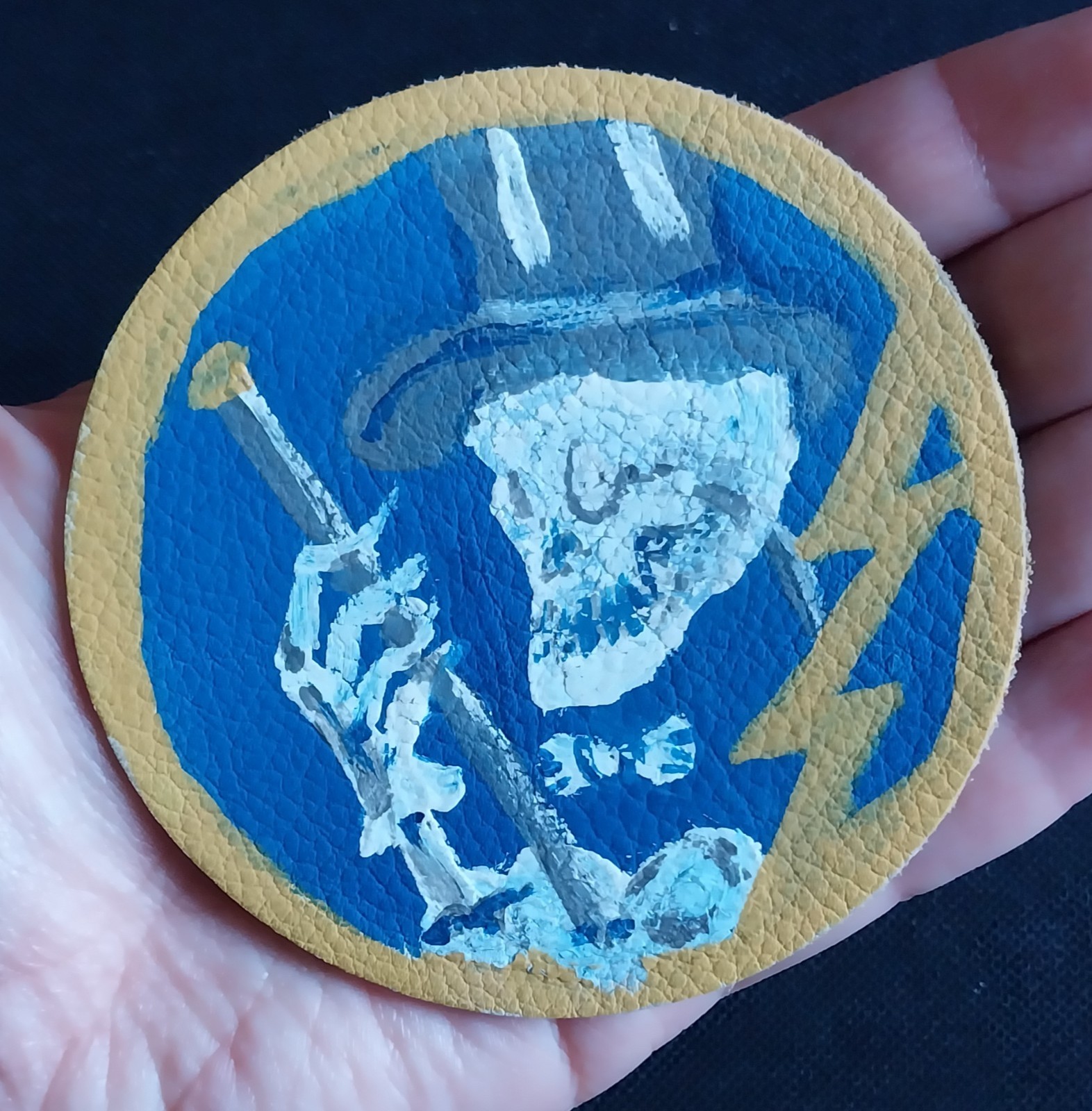 Hand Painted on Leather 95th FIGHTER SQUADRON Repro Folk Art Military Patch