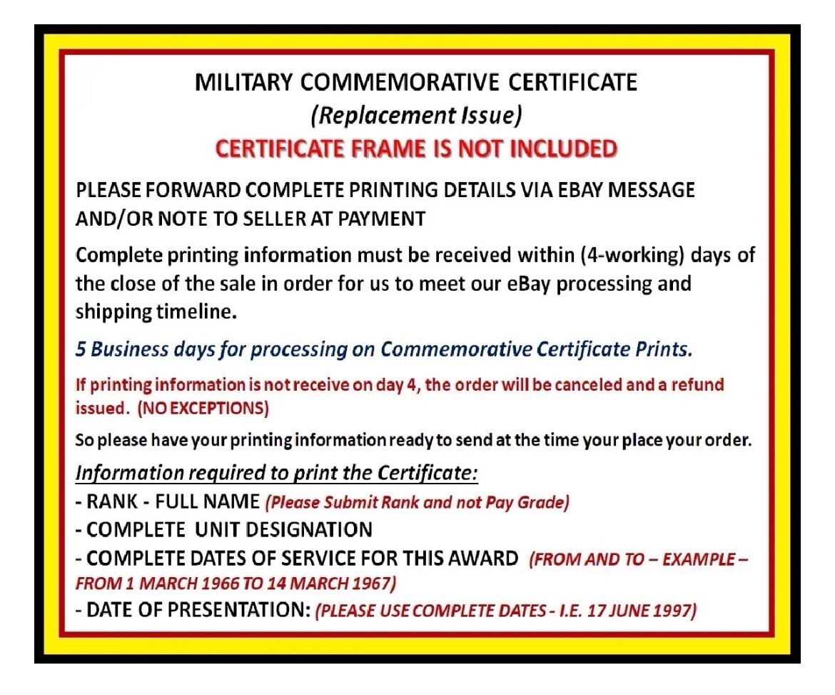 J.F.K. / SPECIAL FORCES/WARFARE ~ CERTIFICATE OF COMMENDATION (COMMEMORATIVE)