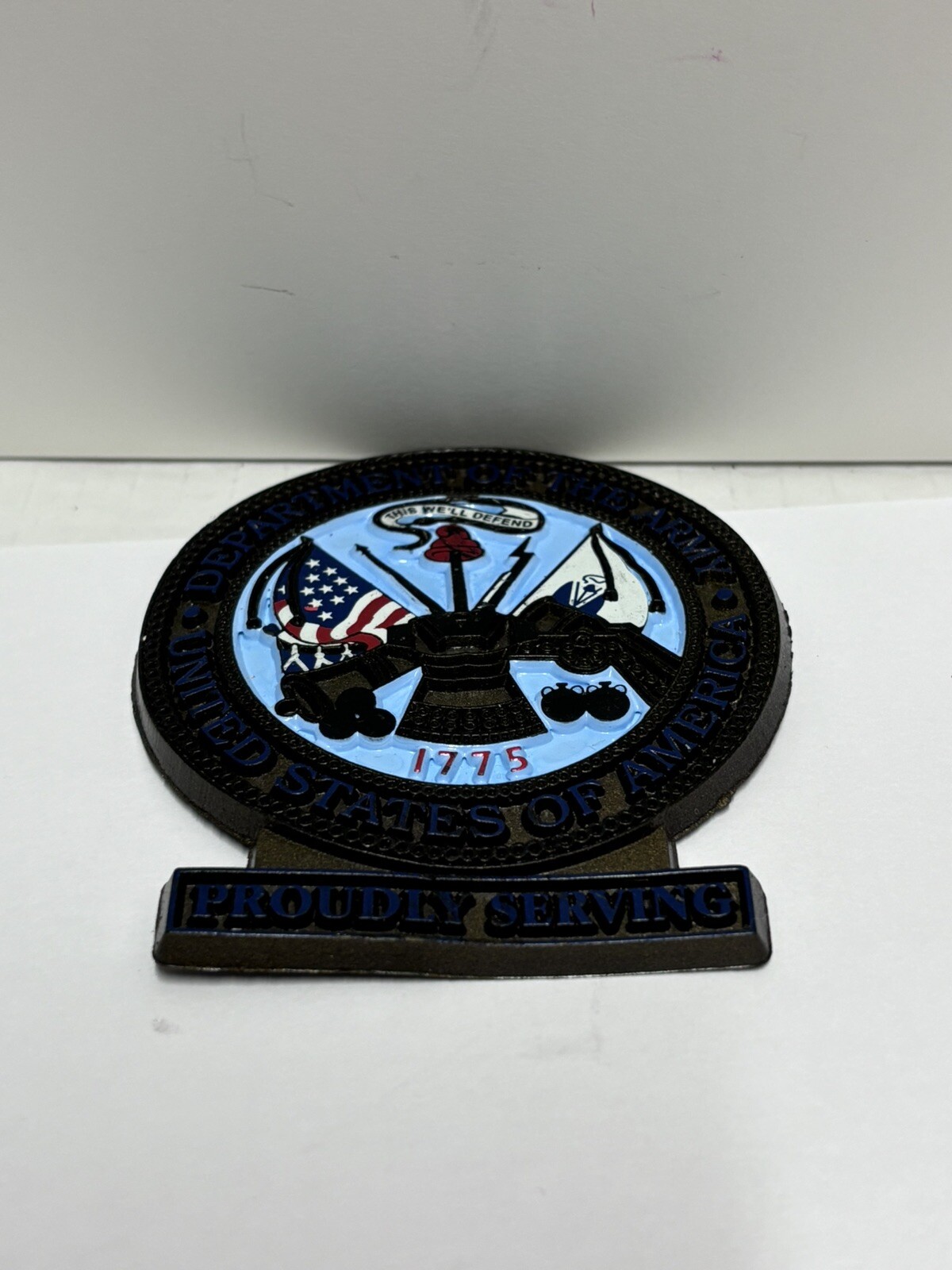 US Army United States Fridge Magnet Vintage Rubber 1776 Proudly Serving