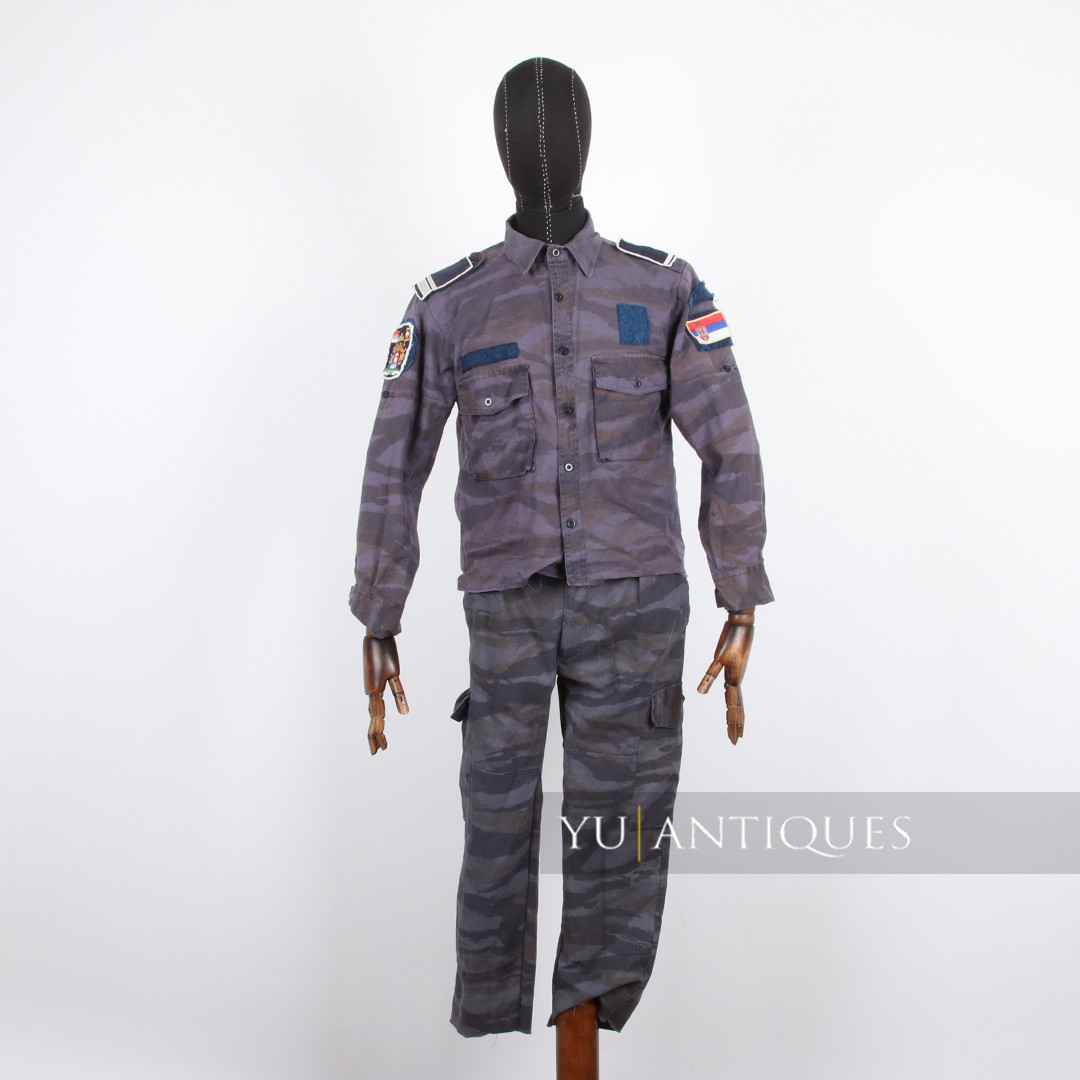 Yugoslavia Serbia Municipal Police City Of Nis Blue Tiger Lizard Pattern Uniform