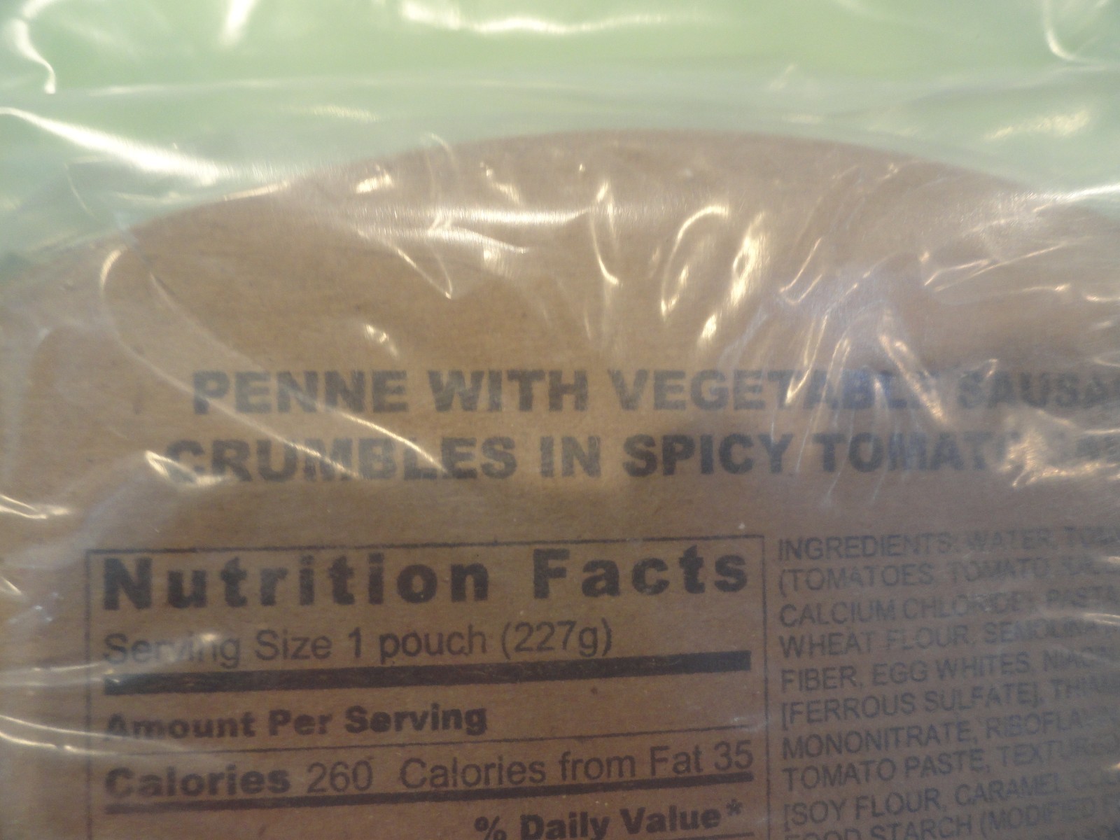 2 QTY PREPPER SURVIVAL MEAL READY TO EAT MRE LOW SODIUM PENE & CHEESE TORTELLINI