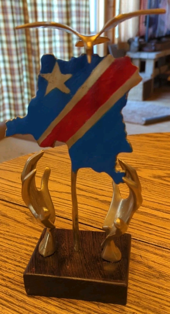 Vintage Brass Hand-Painted Military Honor Statue Art Figure Bird Very Unique!
