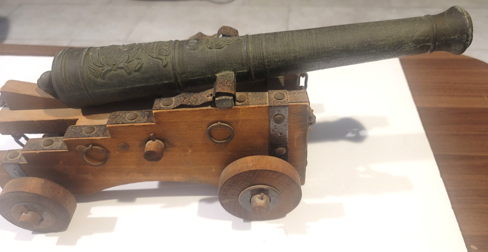 Vintage Bronze Spanish Naval Cannon Model 17″ Large Heavy Brass Marine de Guerra