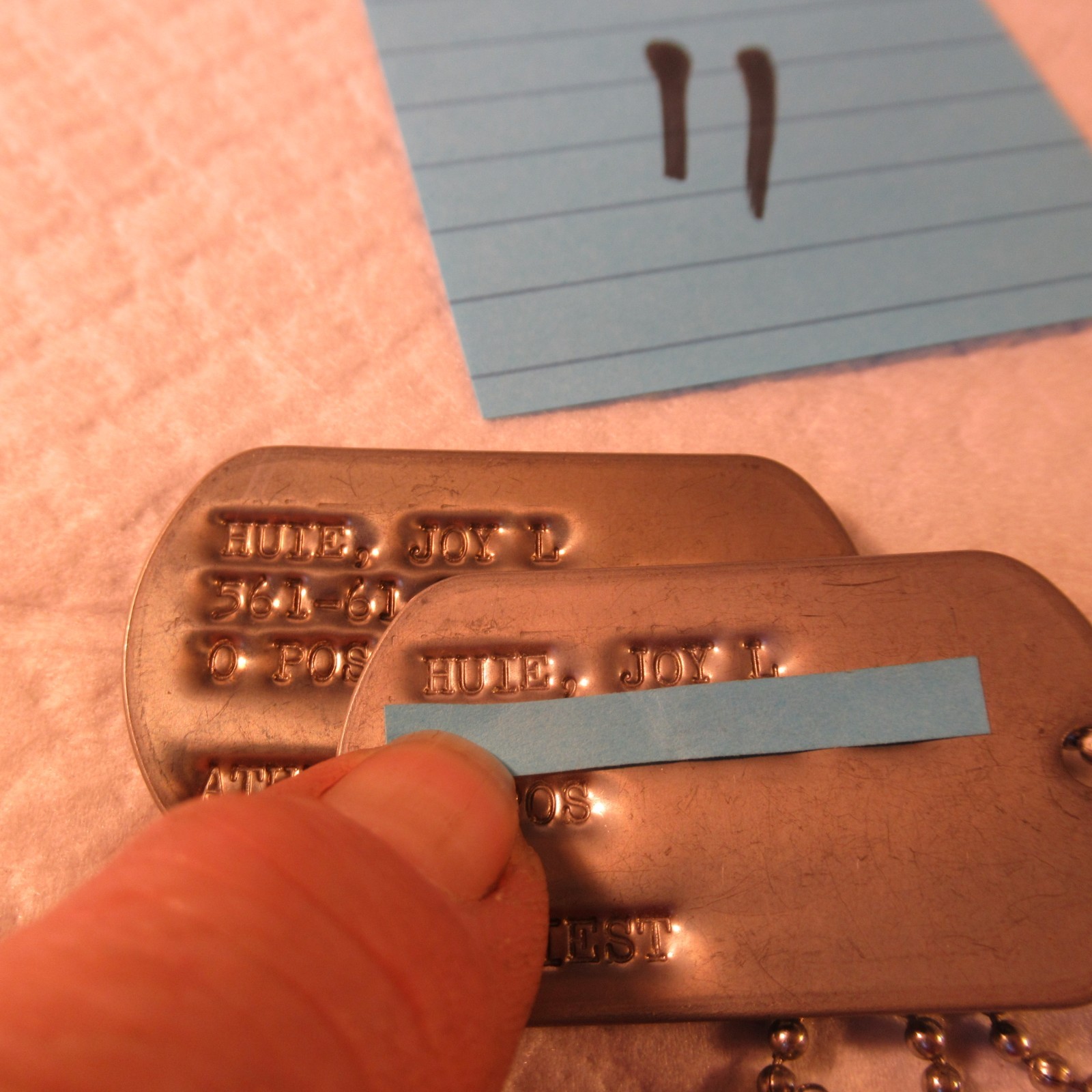 VINTAGE US MILITARY DOG TAGS JOY D. HUIE