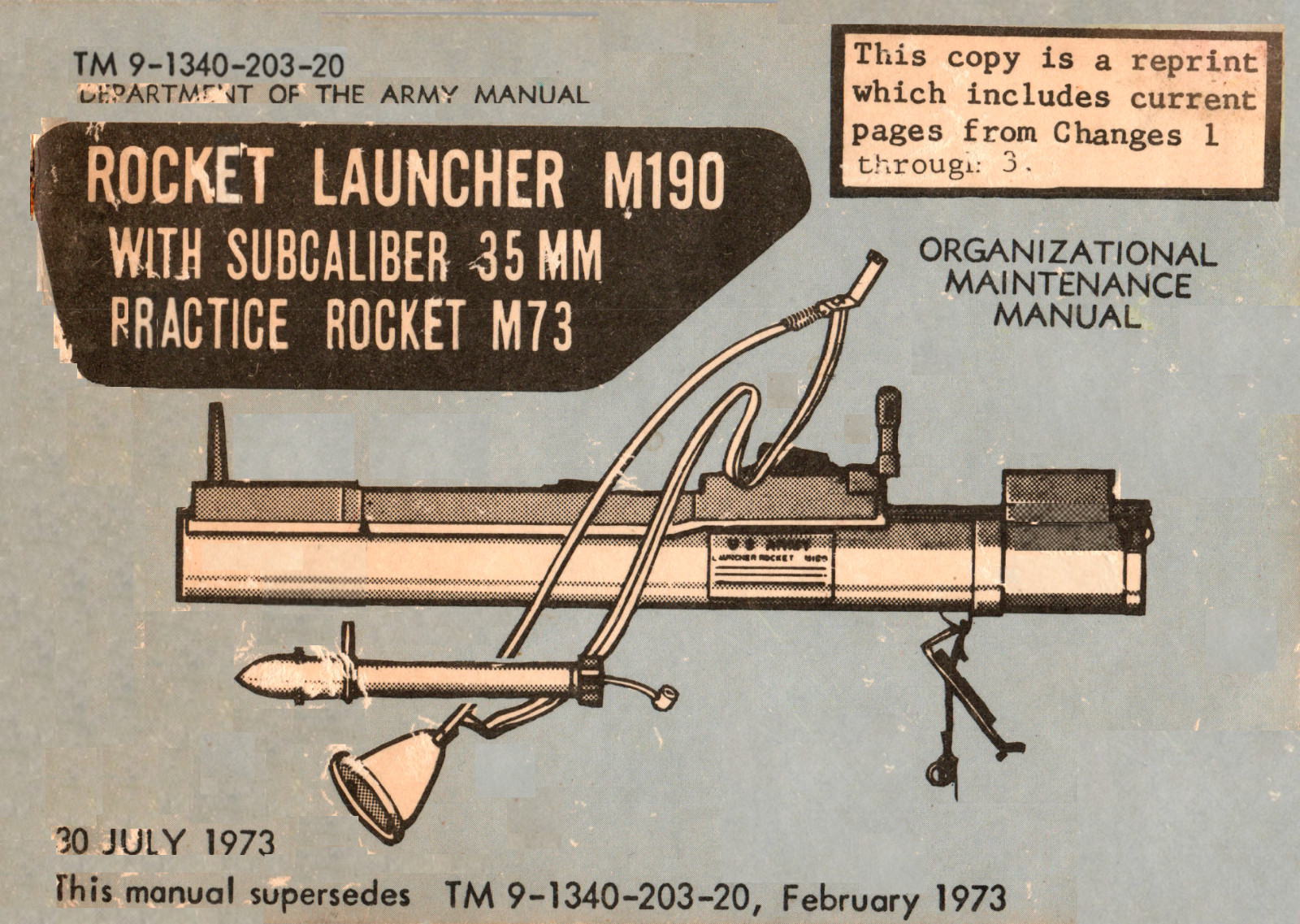 52 Page 1977 TM 9-1340-203-20 ROCKET LAUNCHER M190 M73 M72 LAW Manual on Data CD
