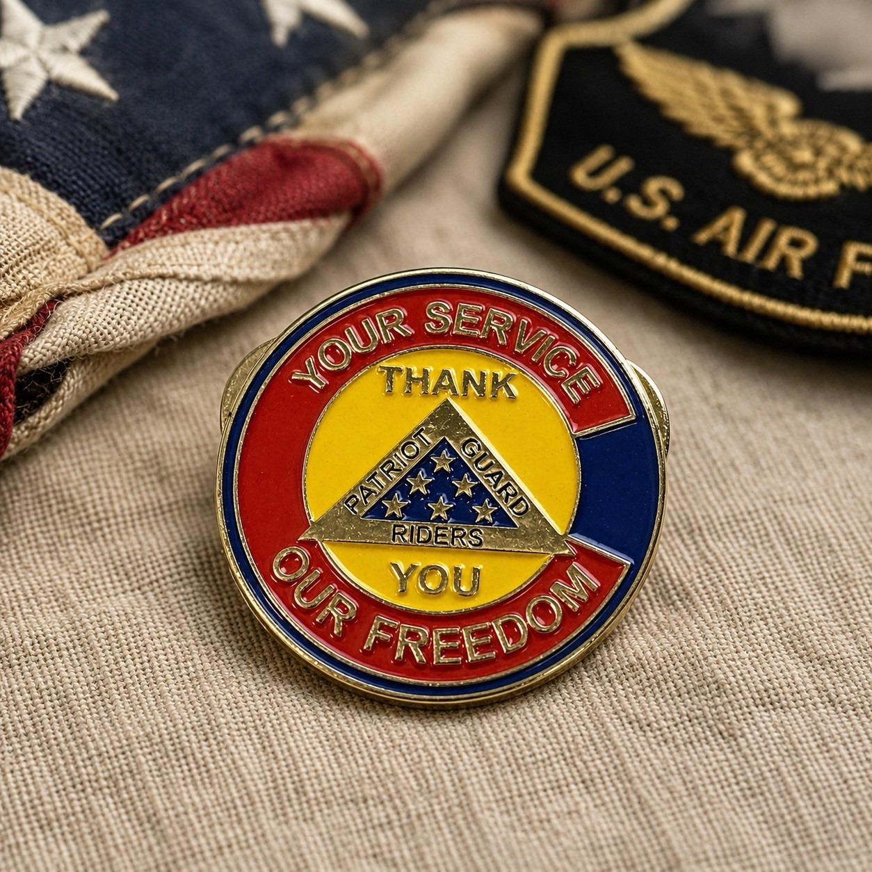 Patriot Guard Riders Thank You For Your Service Freedom Enamel Lapel Pin