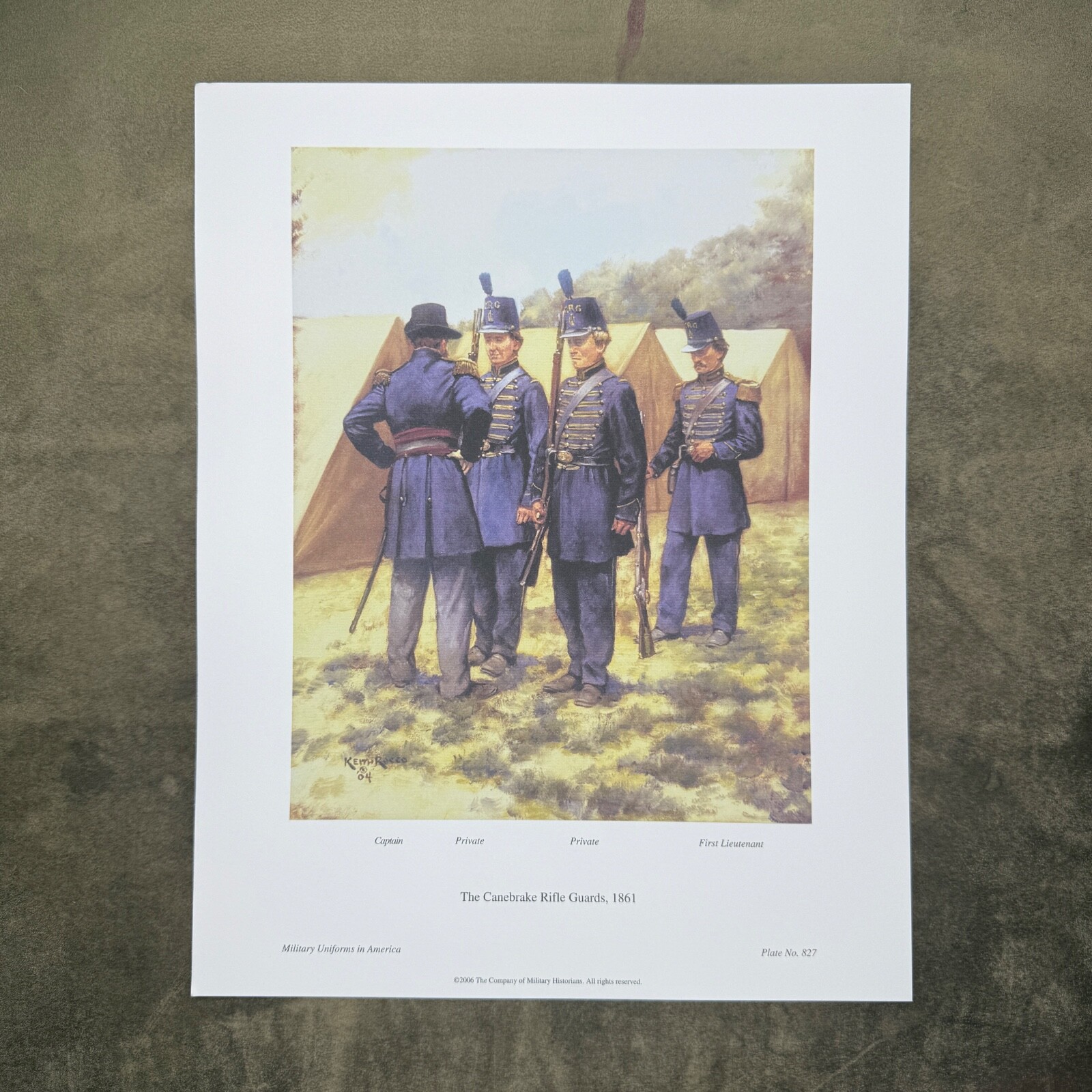 Plate 827 Military Uniforms in America The Canebrake Rifle Guards, 1861