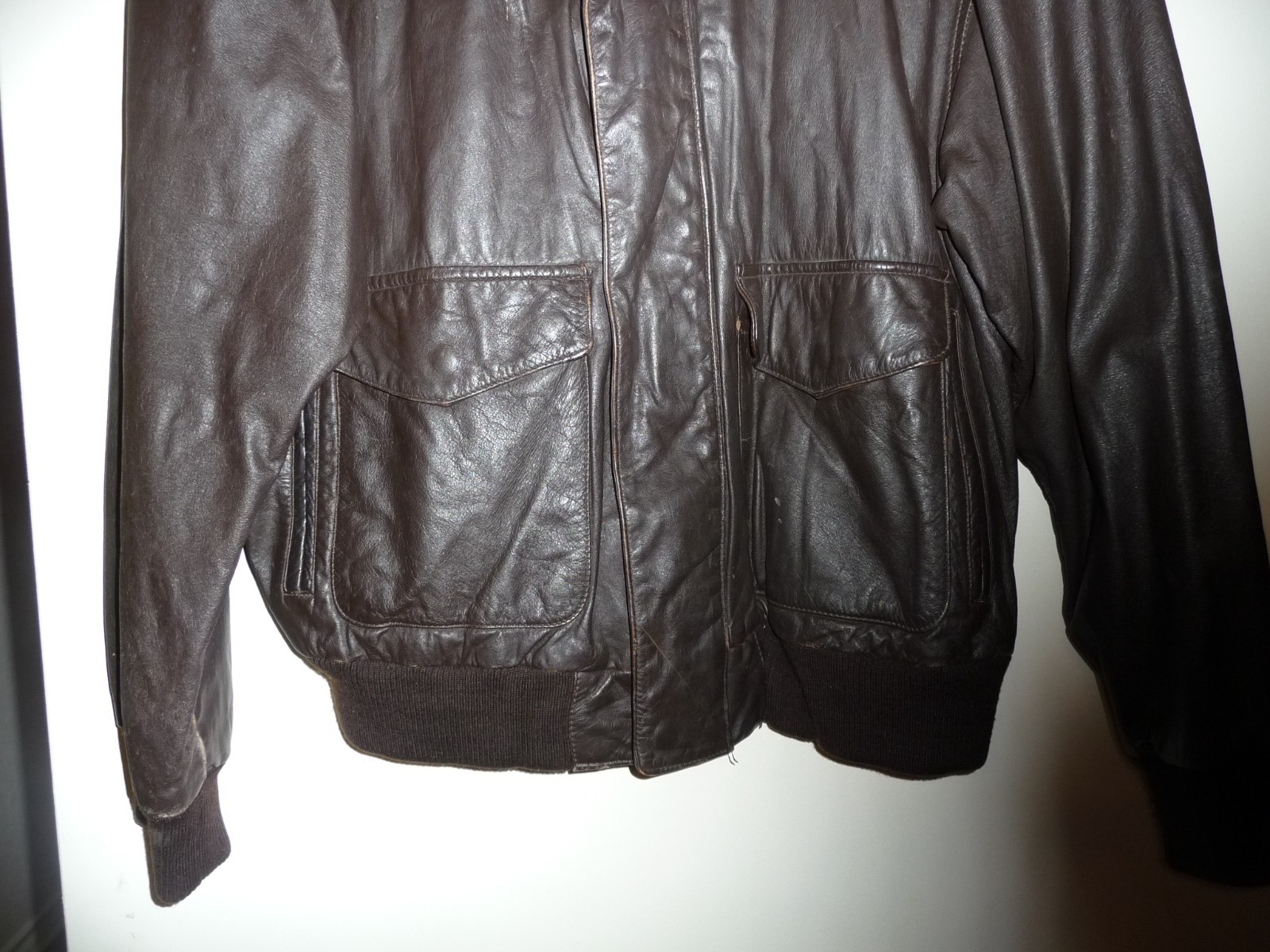 VTG American Born Brown Leather Type A-2 Bomber Flight Jacket Coat Size L