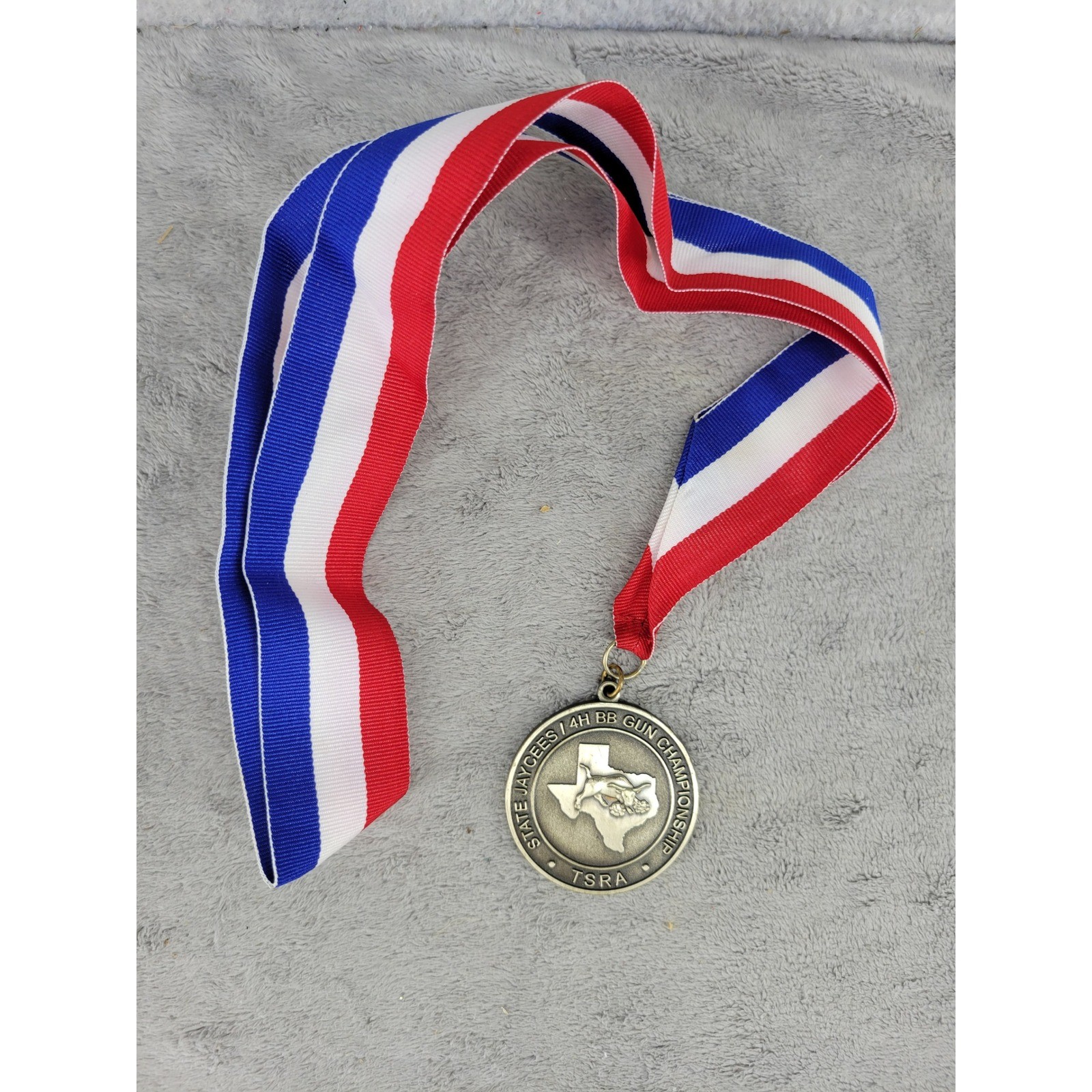 Texas TSRA State Jaycees 4H BB Gun Championship Medal Award Texas Bull Red White