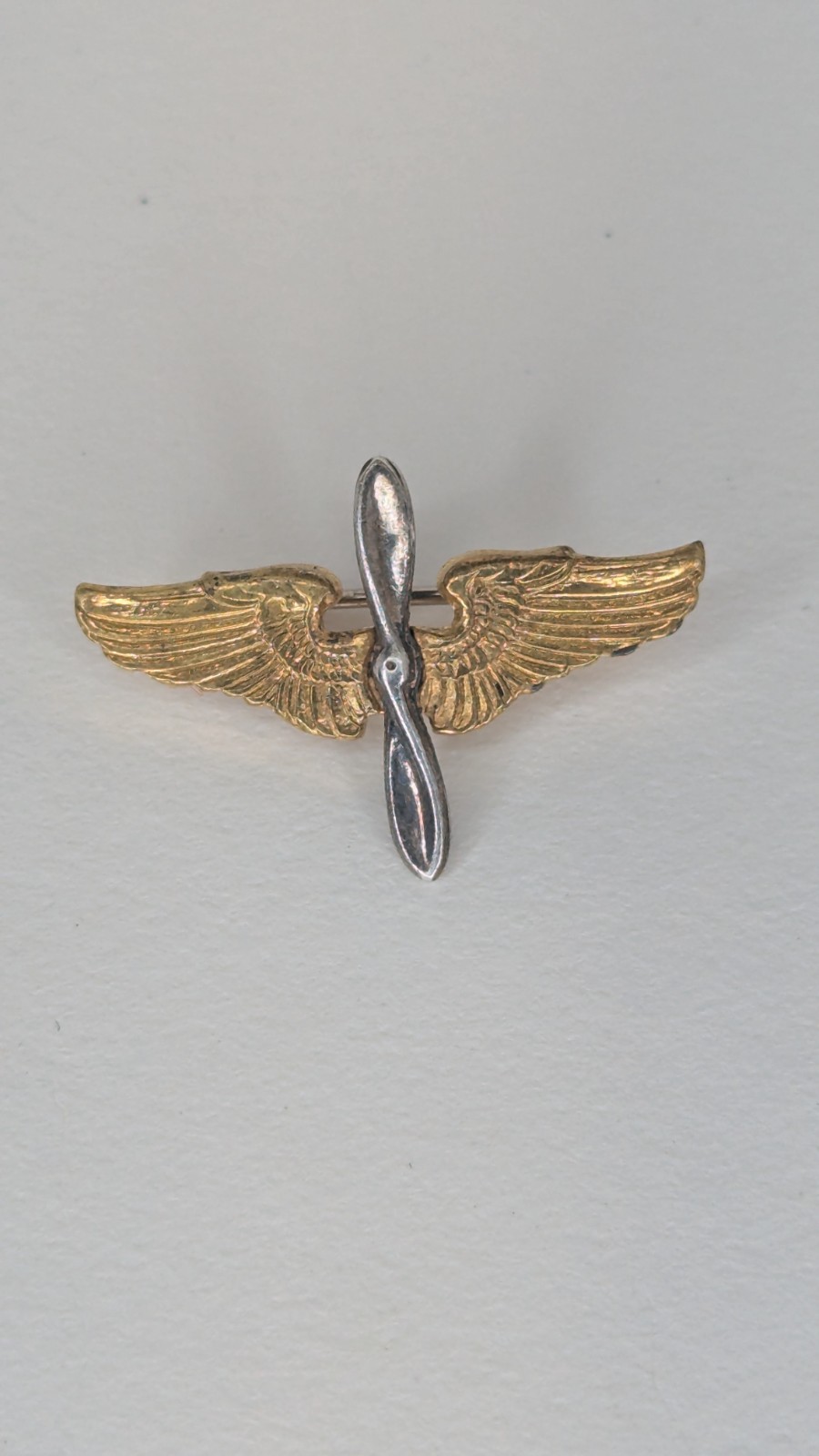 WWII Us Army Air Force Pilot Cadet Pin Badge Wings Propellor Sterling 925