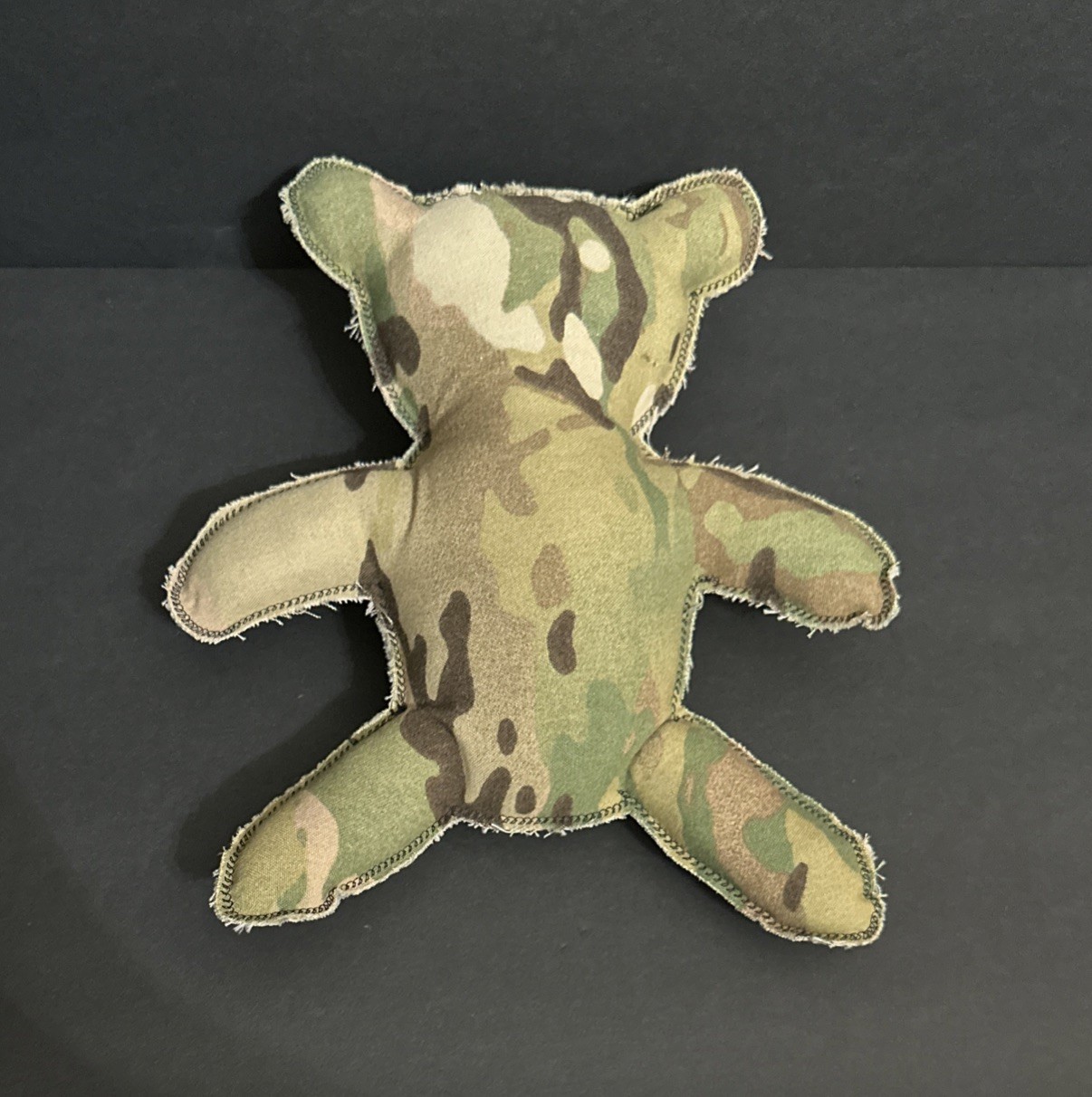 US Army Camouflage Military Memory Teddy Bear, Handmade, 9” Tall