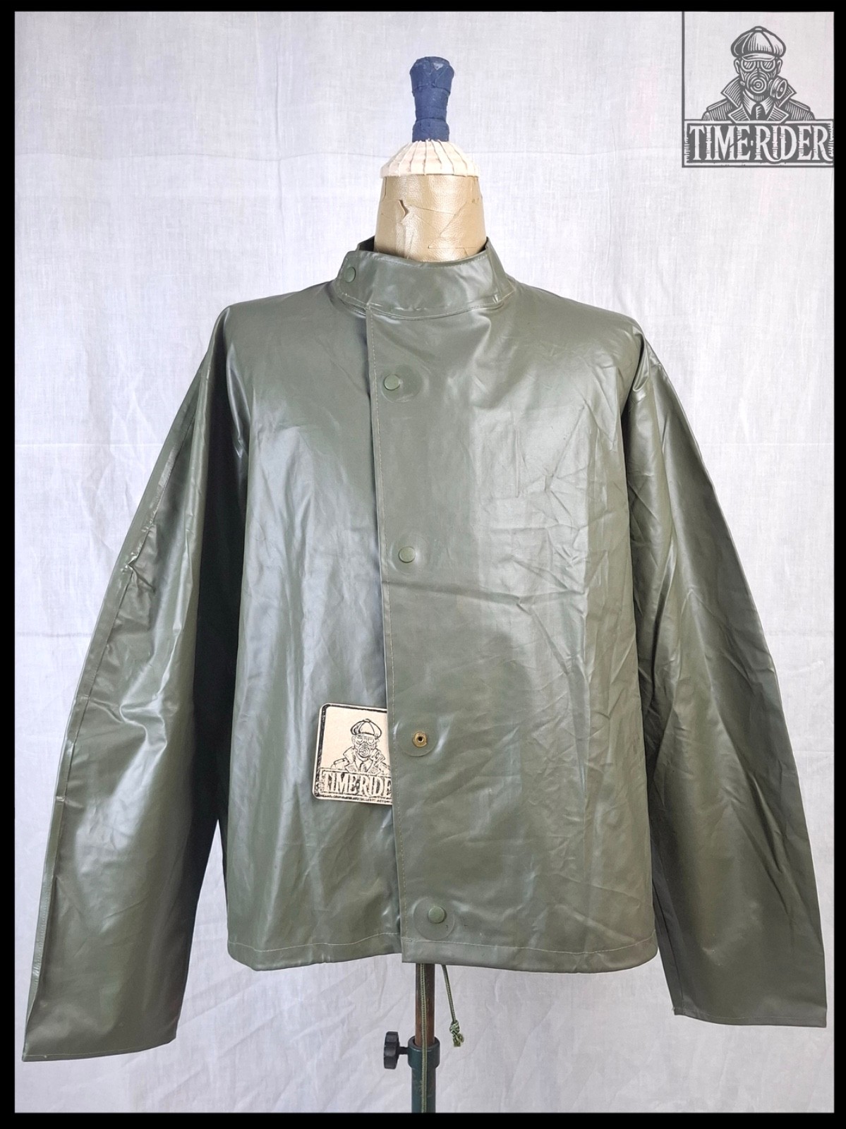 Vintage 1963 Swedish Army Rubber PVC Rain Jacket EB194