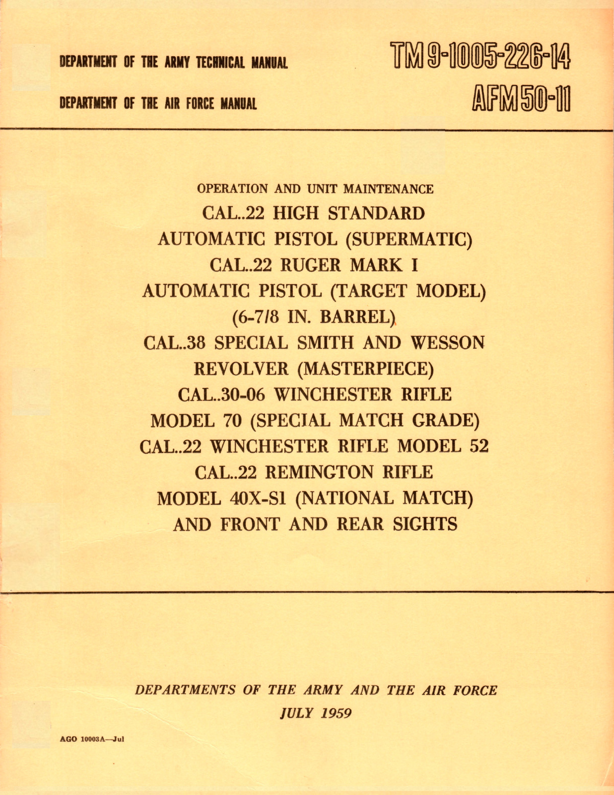 104 Page 1959 TM 9-1005-226-14 TARGET MODEL 6 7/8 BARREL Manual on Data CD