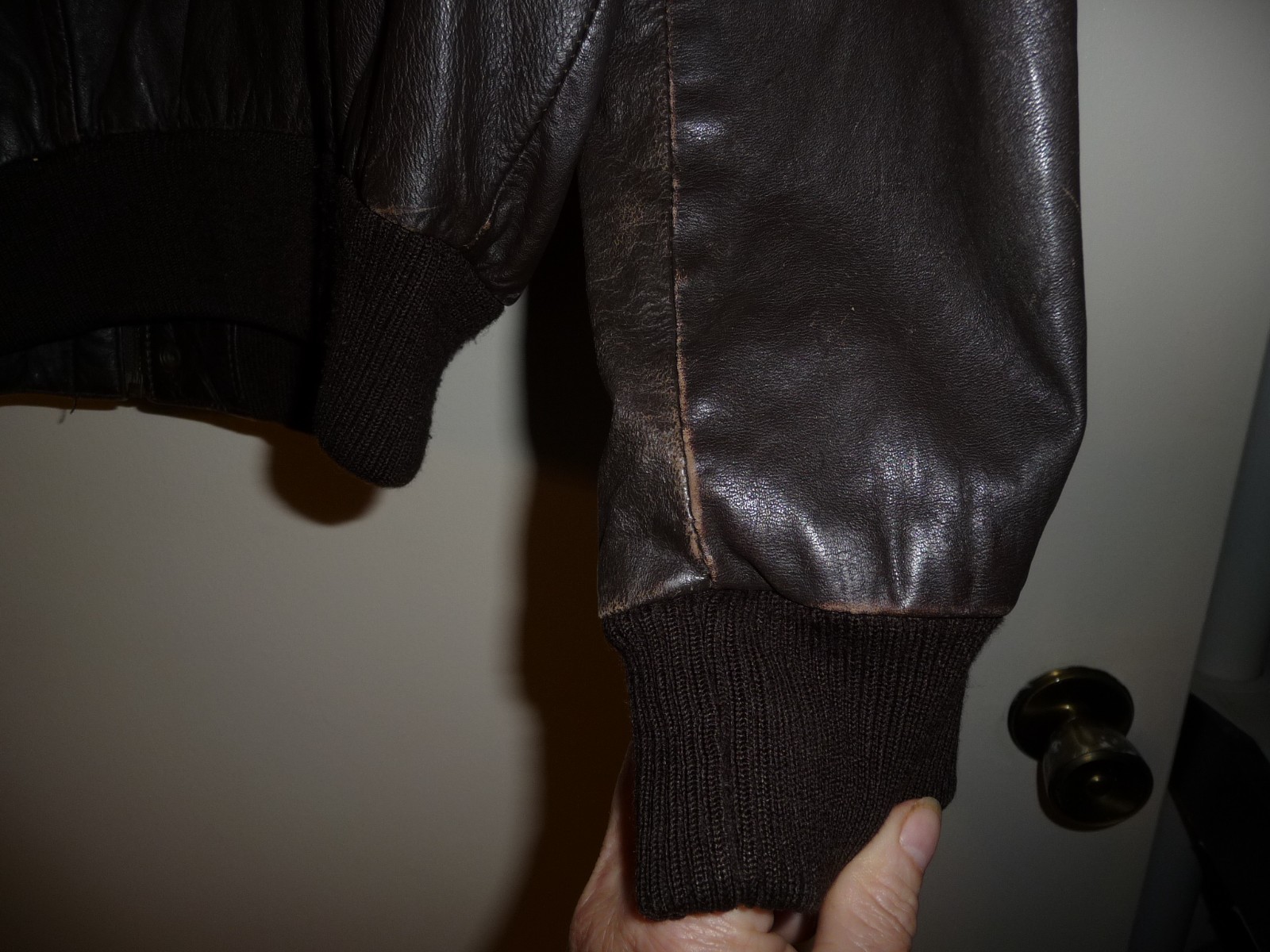 VTG American Born Brown Leather Type A-2 Bomber Flight Jacket Coat Size L