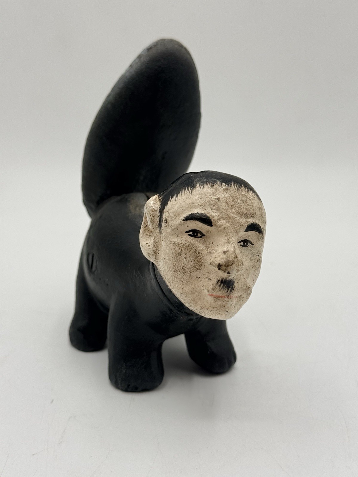 WWII Anti-Axis Propaganda Hitler Skunk Cast Iron Figure w/ Mussolini & Hirohit