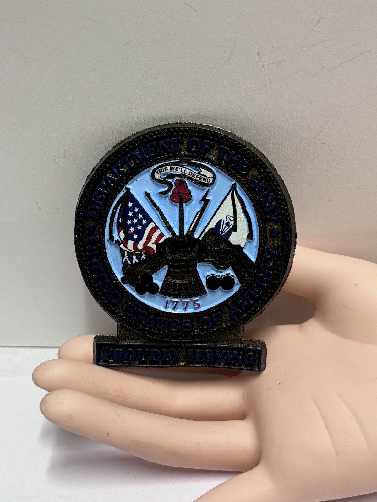 US Army United States Fridge Magnet Vintage Rubber 1776 Proudly Serving