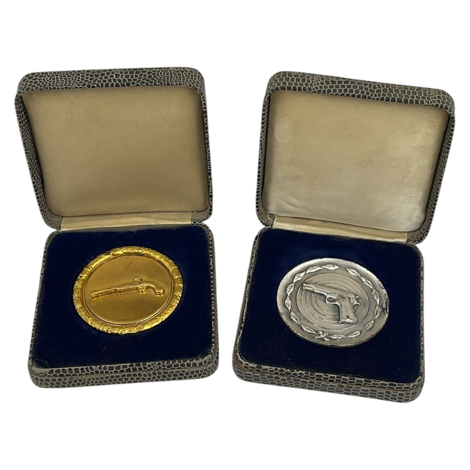 Vtg NAC Pistol Competition Medals 1955 1st 1956 2nd Place Team Awards Lot of 2