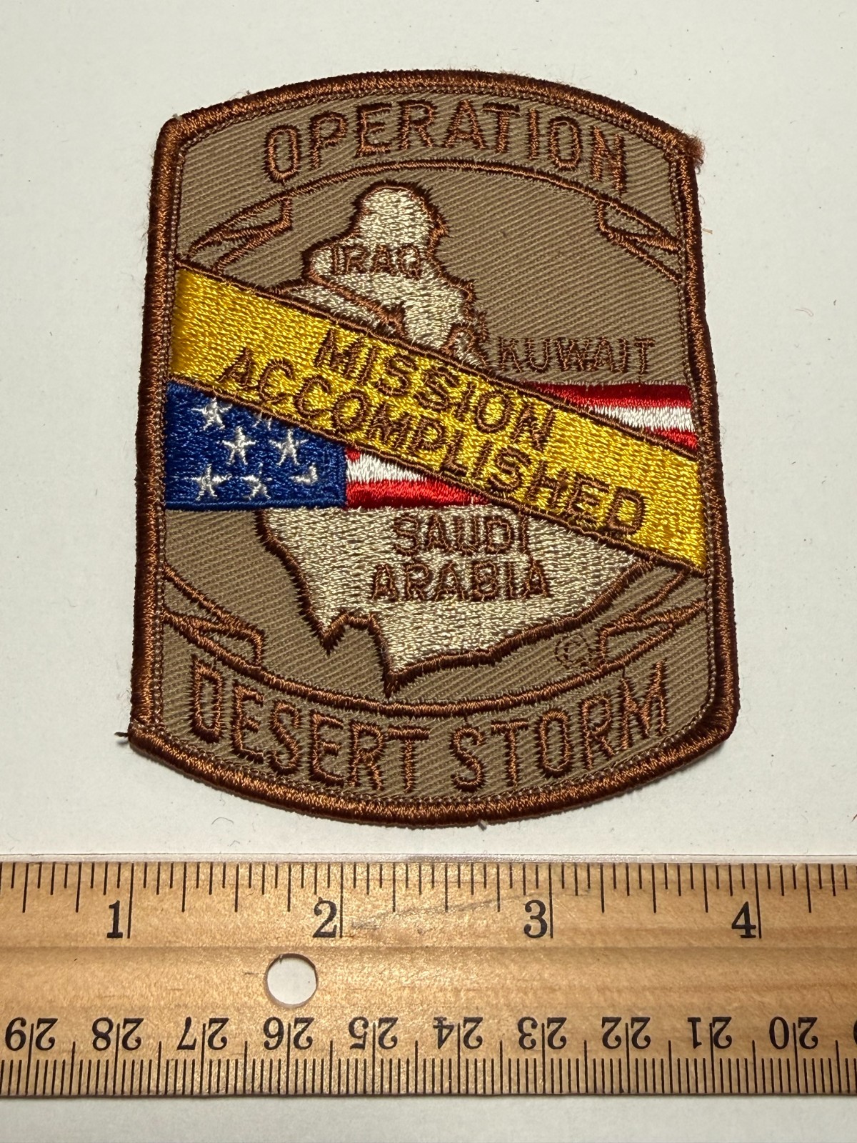 Operation Desert Storm Patch Mission Accomplished Iraq Kuwait Saudi Arabia Vet