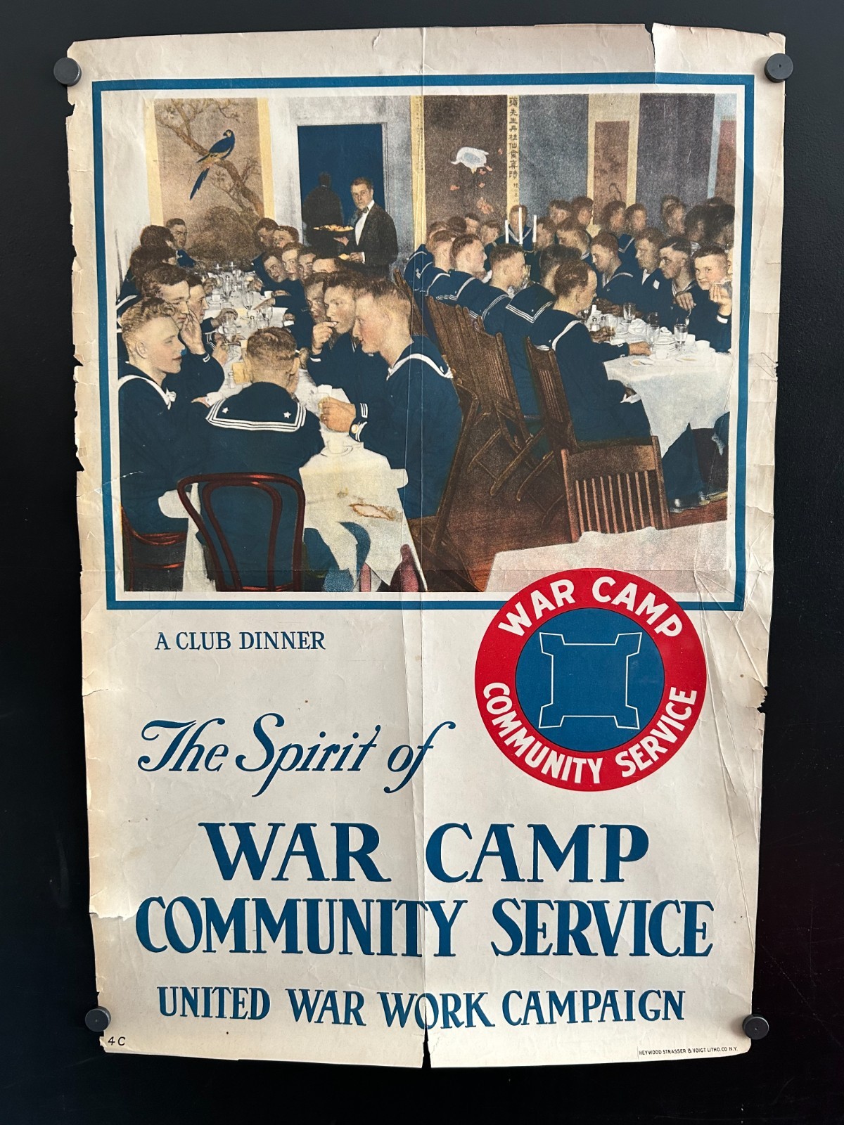original c. 1918 WW1 The Spirit of War Camp Community Service Propaganda Poster