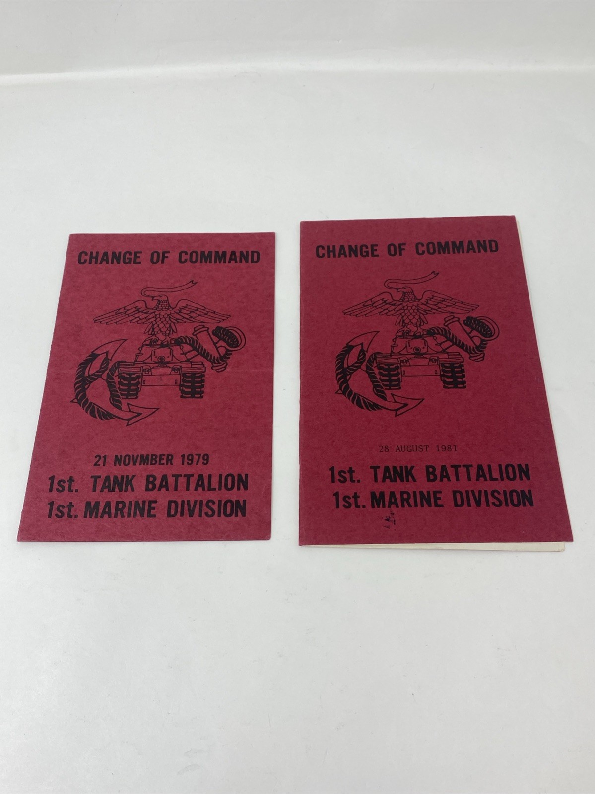 Change of Command Tank Battalion Marine Division Programs from 1979 and 1981