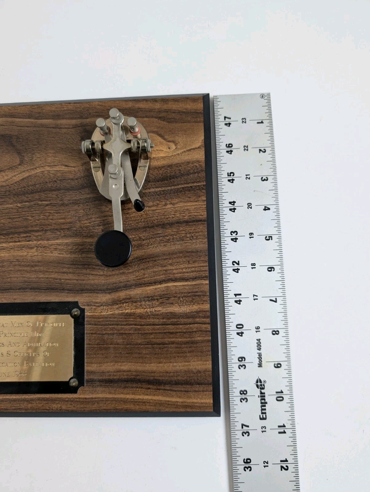 Vintage 1988 USMC 9th Comm Battalion Plaque Morse Code Telegraph Key