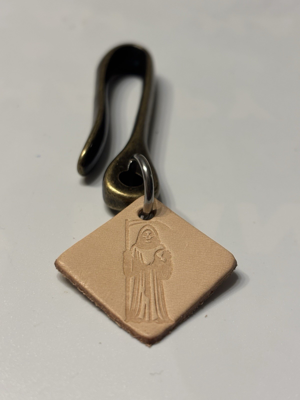 Hobo Tactical Antique Brass Santa Muerte Key Hook *Limited Edition*