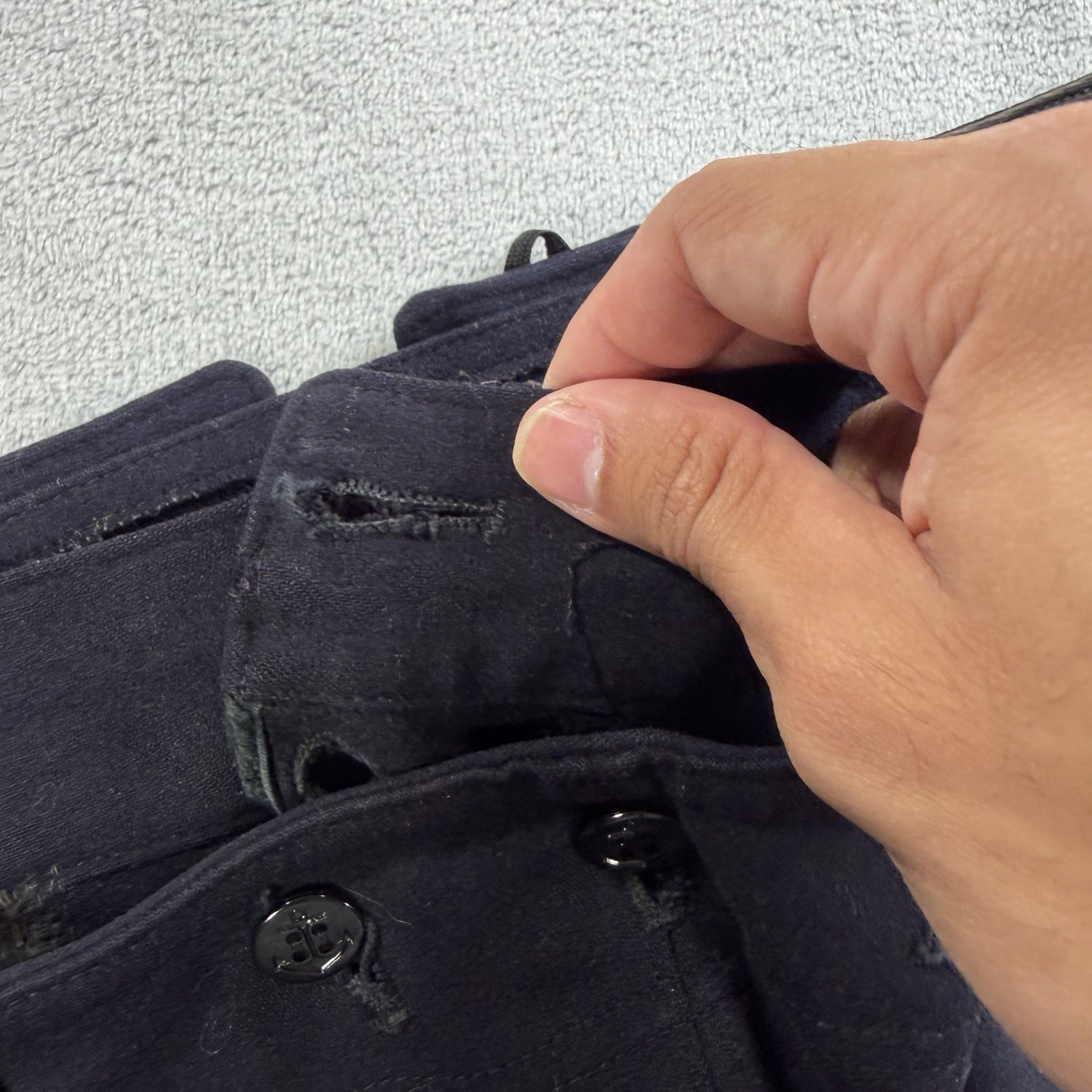 Vintage US NAVY Sailor 100% Wool Pants Mens 30×32 Crackerjack USN Blue Button