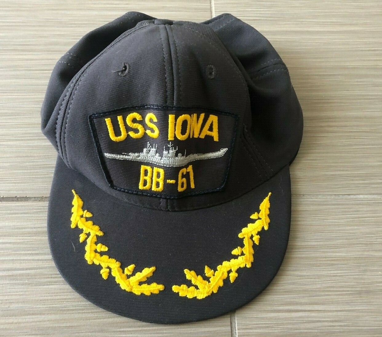 USS Iowa BB 61 adjustable Navy Military Official Military Eagle Crest USA Hat