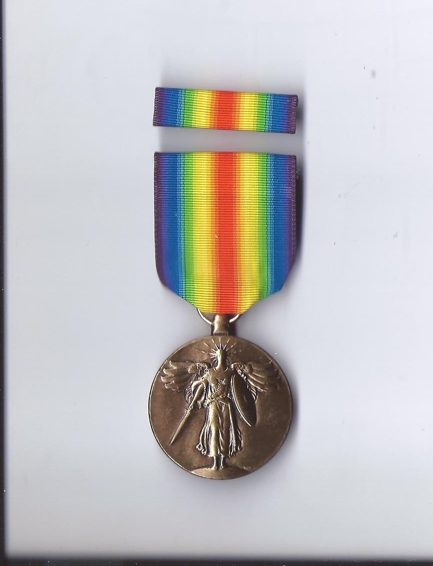 One full size WWI Victory medal World War I medal with ribbon bar