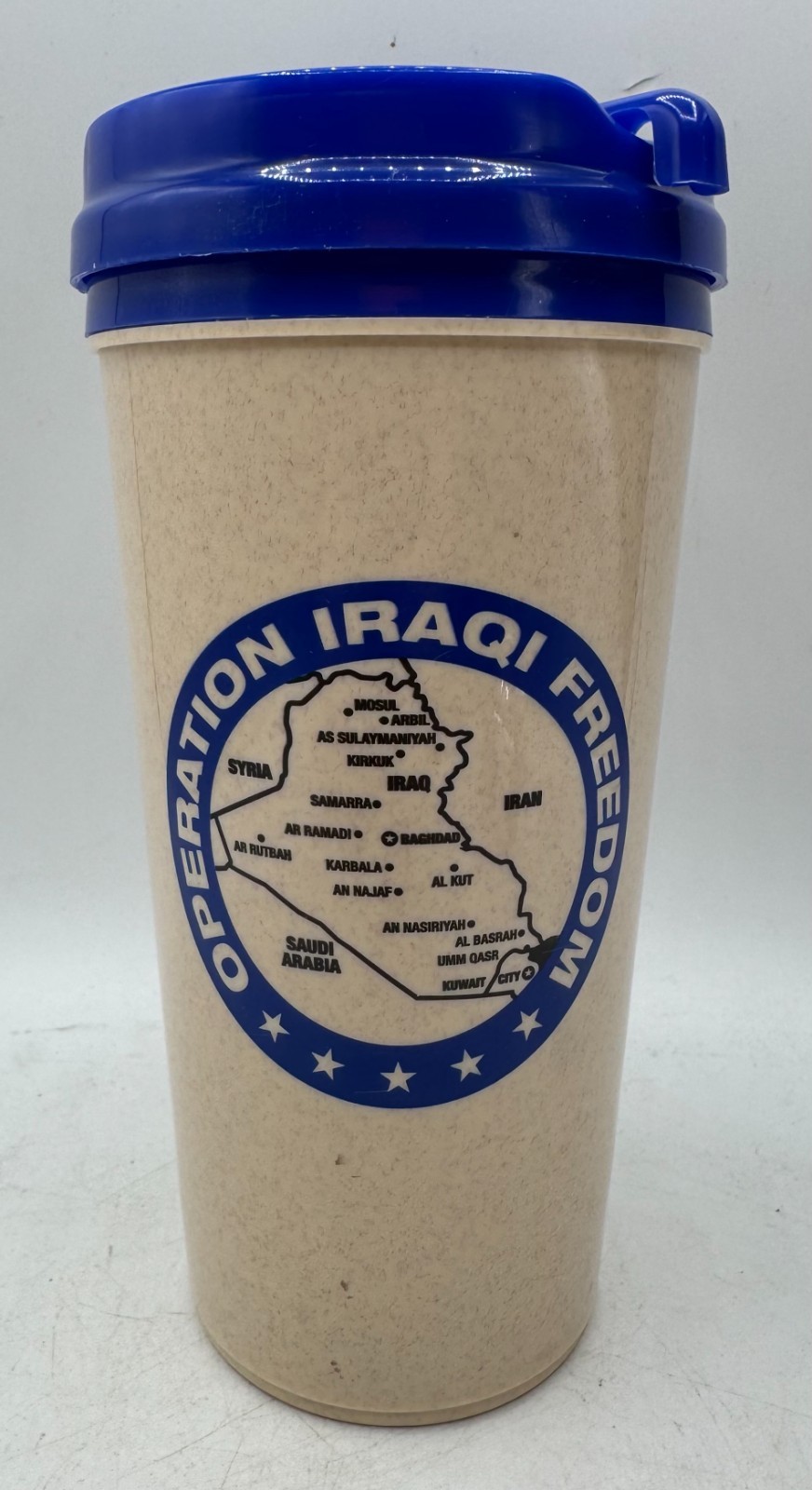 Vintage US Military Operation Iraqi Freedom Plastic Coffee Thermos Cup Service