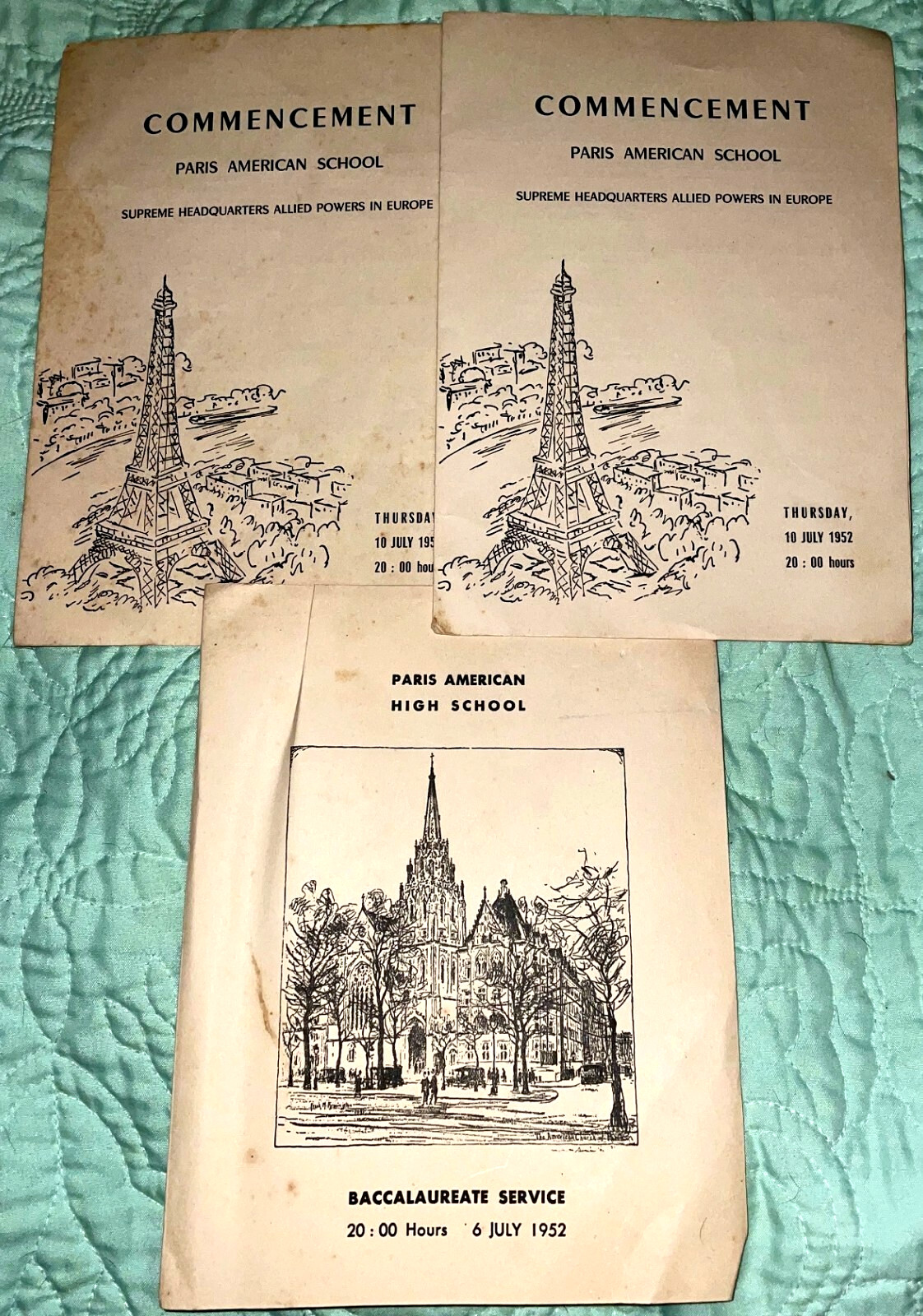 1952 Paris American High School Supreme HQ Allied Powers in Europe Programs Lot