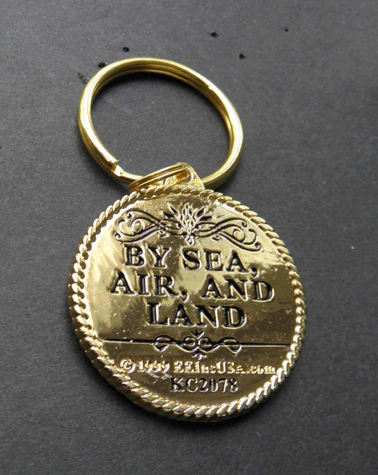 USN NAVY ENAMEL KEYRING KEY CHAIN RING 1.5 INCHES